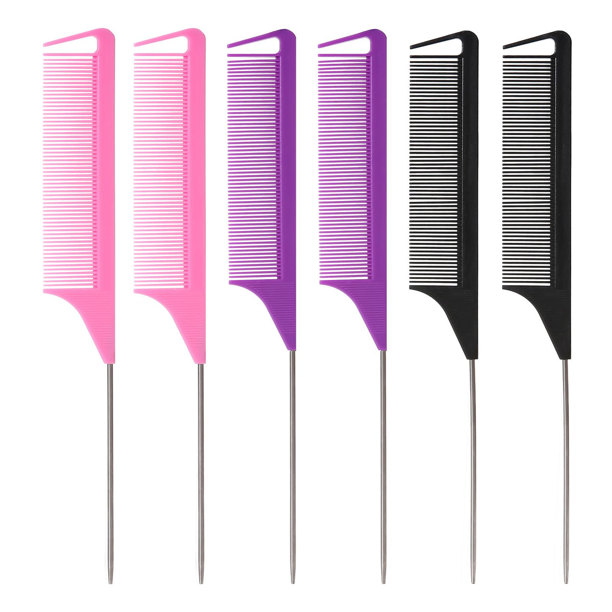 Fgail rat tail comb purple for precise parting and styling in salons.