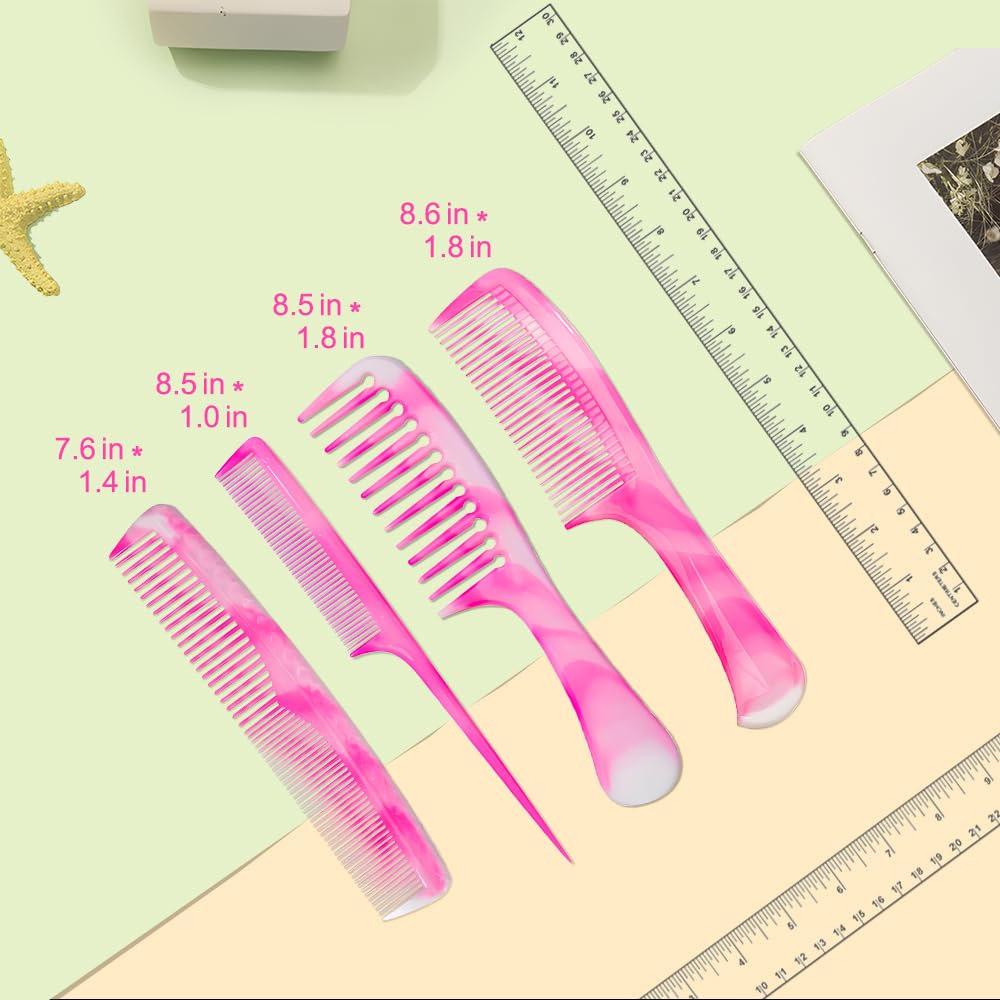 FHALLYNN Pink Hair Comb Set fine-tooth for precise styling and snag-free use.