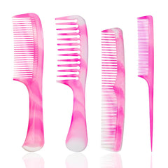FHALLYNN Pink Hair Comb Set wide-tooth for gentle detangling and durability.