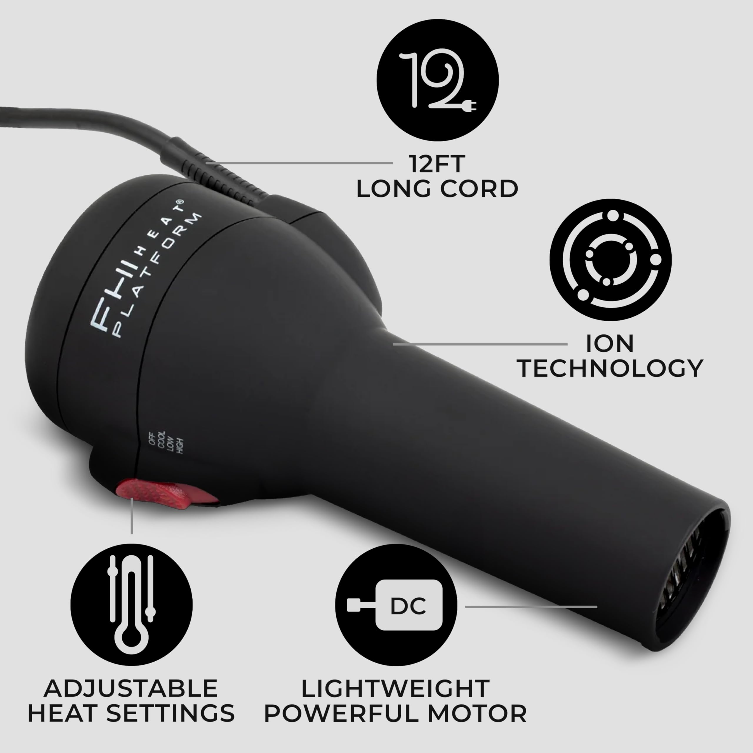FHI Heat Platform Blow Out diffuser image emphasizes defined curls and even drying.