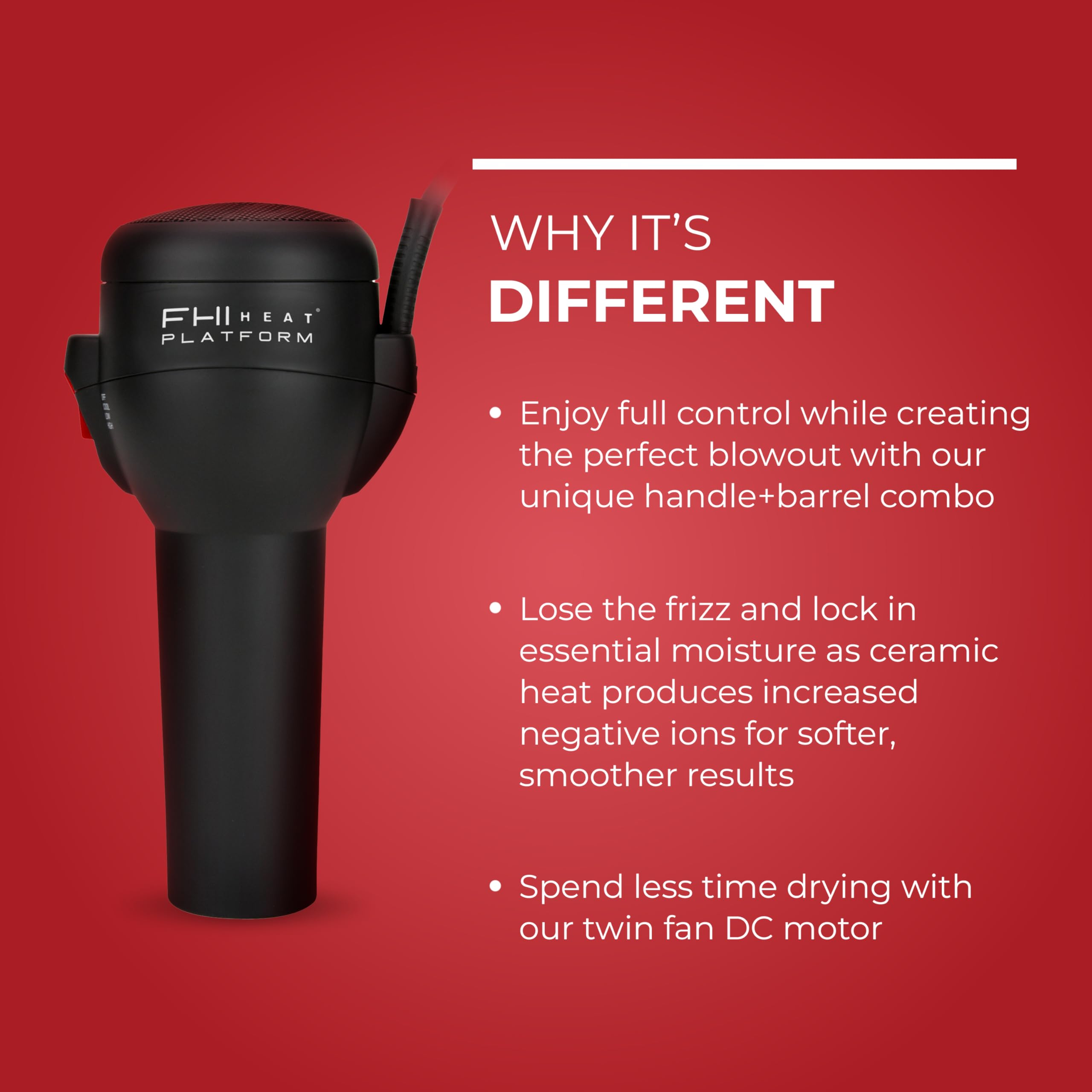 FHI Heat Platform Blow Out lightweight design showcased for comfortable, extended styling sessions.