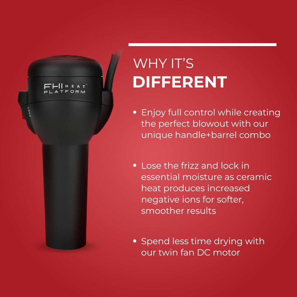 FHI Heat Platform Blow Out lightweight design showcased for comfortable, extended styling sessions.