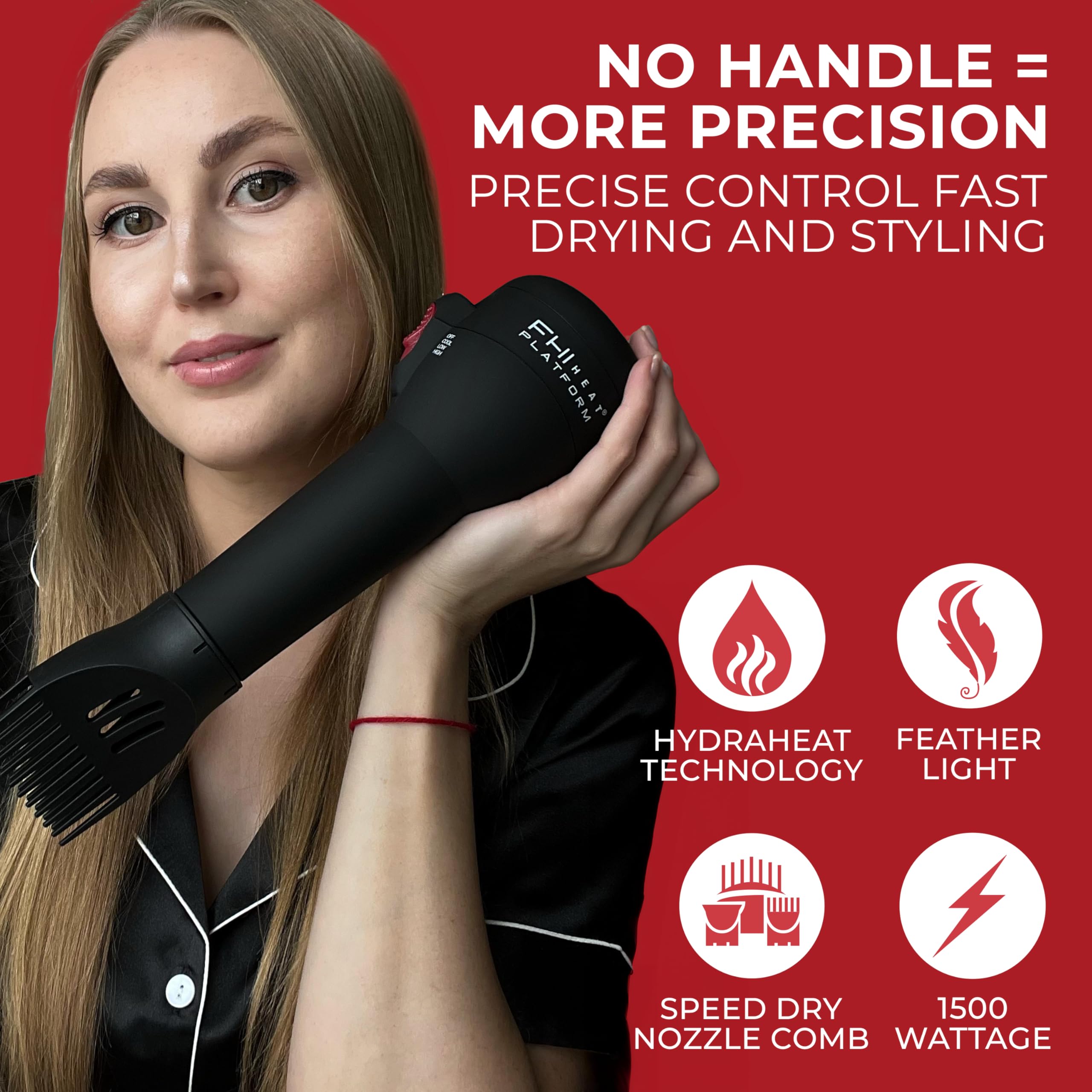 FHI Heat Platform Blow Out handle-less nozzle enables smooth, frizz-free finishes with targeted airflow.