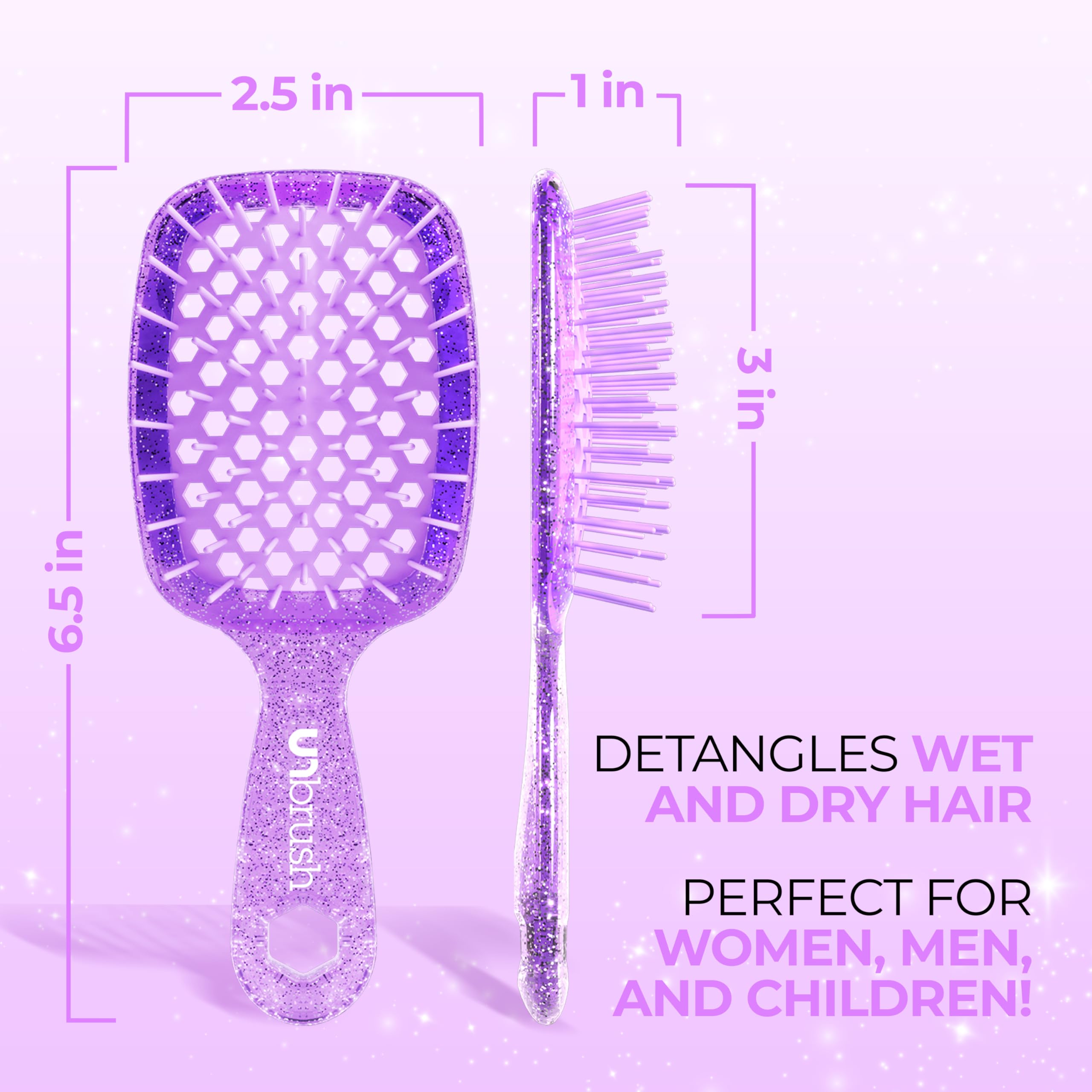 77 dual-length bristles of the UNbrush Mini for thorough detangling
