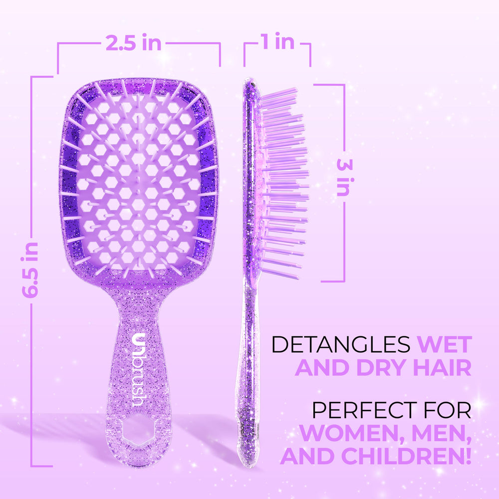 77 dual-length bristles of the UNbrush Mini for thorough detangling