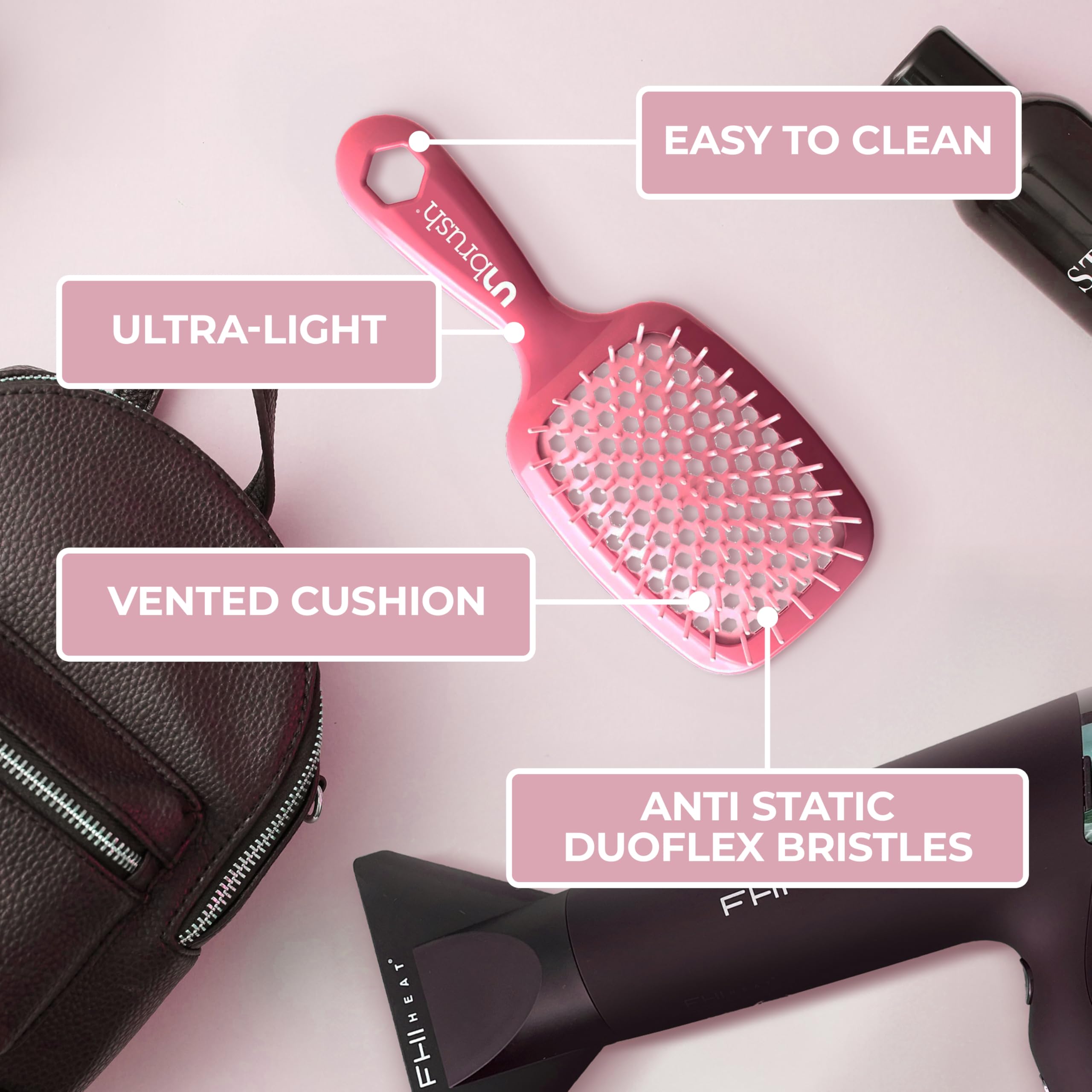 FHI Heat UNbrush backless design speeds airflow for faster drying.
