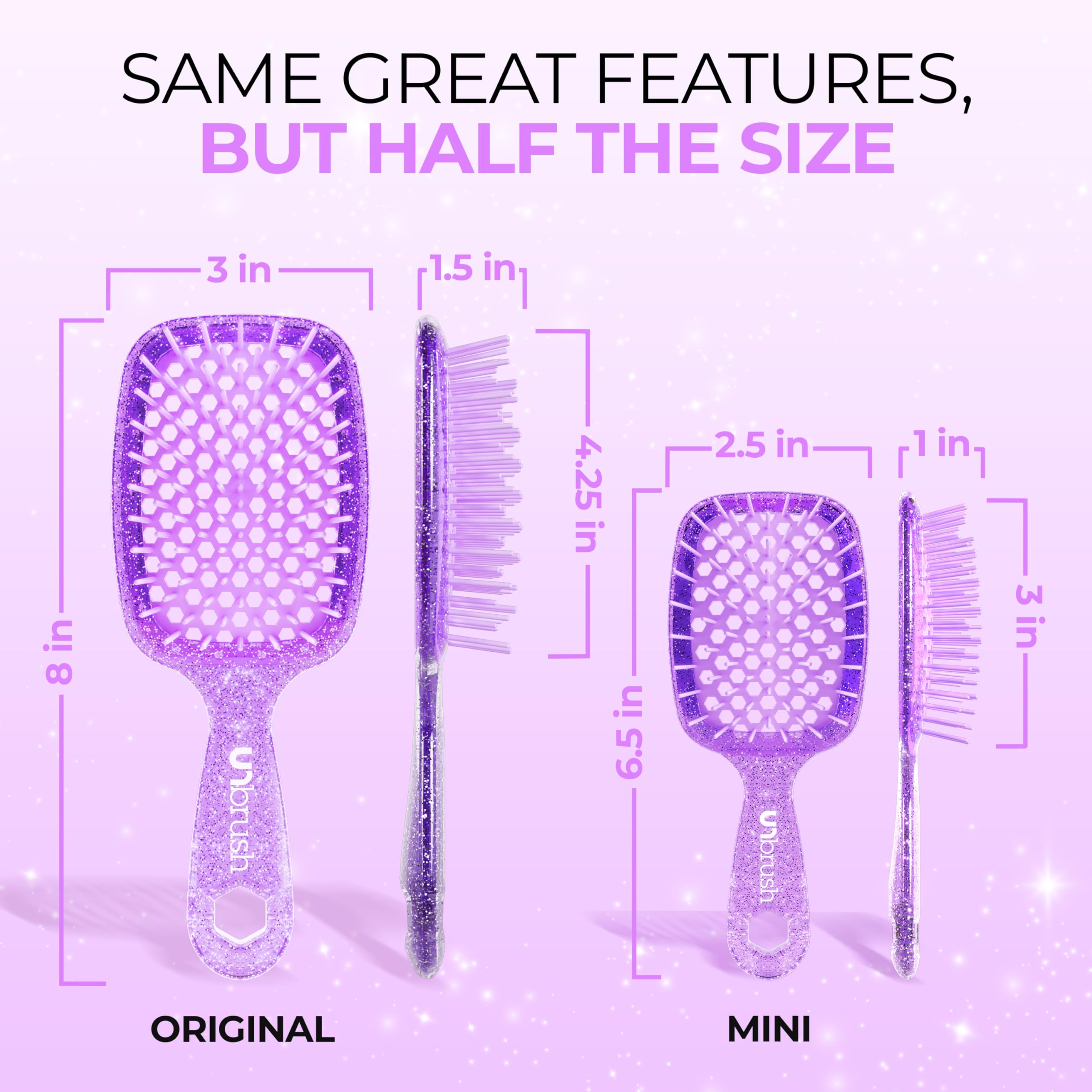 Backless vented cushion design of the UNbrush Mini speeds air-drying