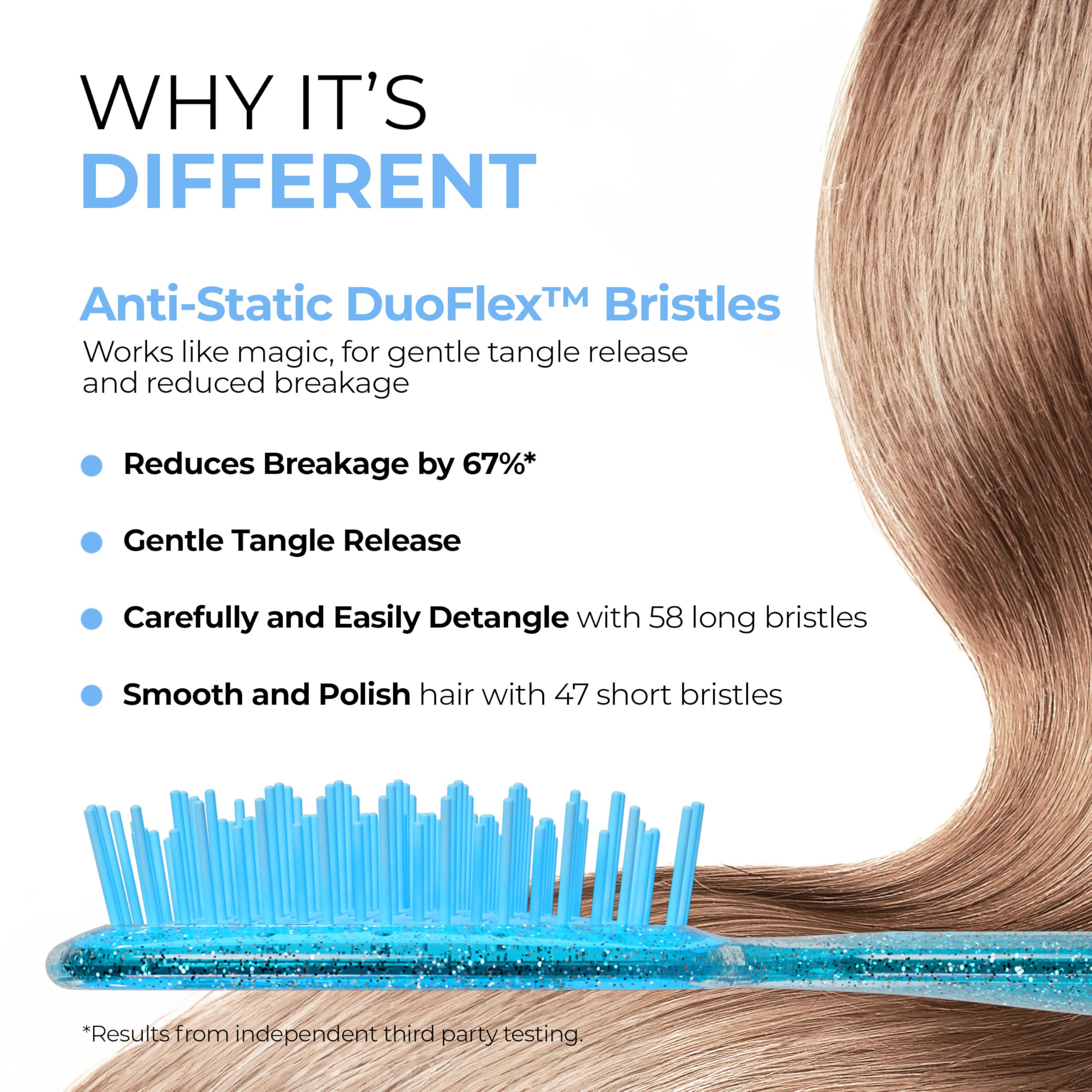 Close-up of DuoFlex anti-static bristles reducing tangles on contact
