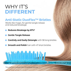 Close-up of DuoFlex anti-static bristles reducing tangles on contact