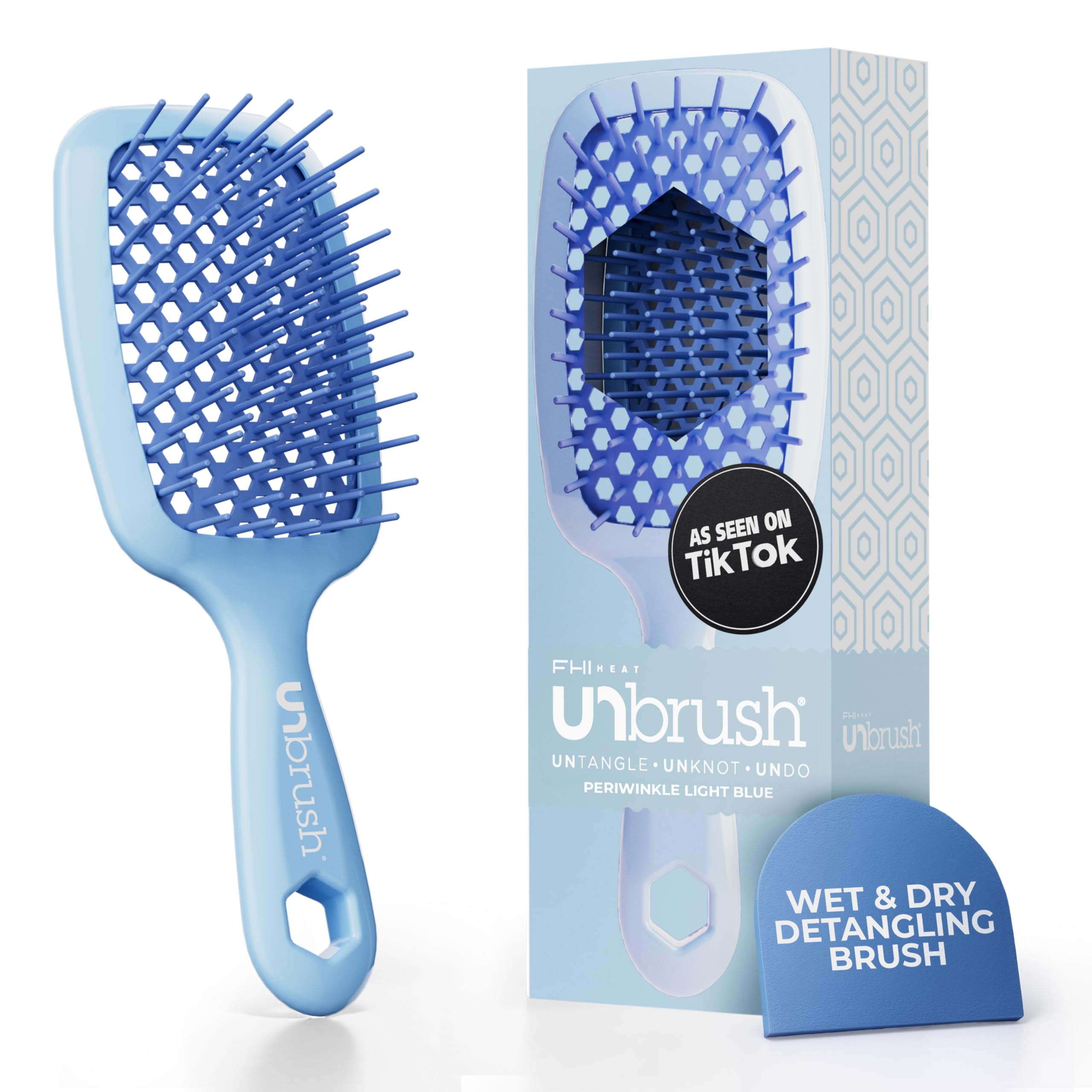 FHI Heat UNbrush detangler brush on wet or dry hair for gentle detangling