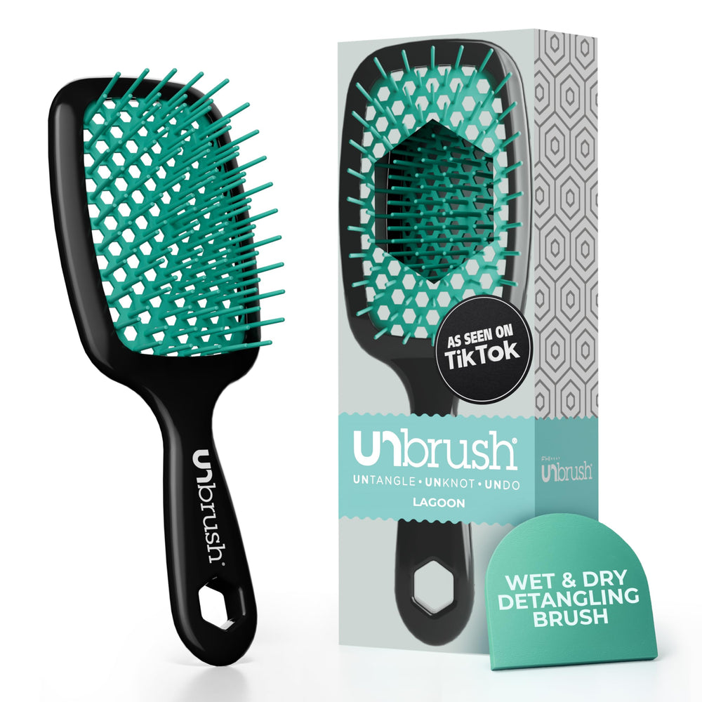 FHI Heat UNbrush detangling bristles ease knot removal across hair types.