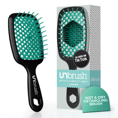 FHI Heat UNbrush detangling bristles ease knot removal across hair types.