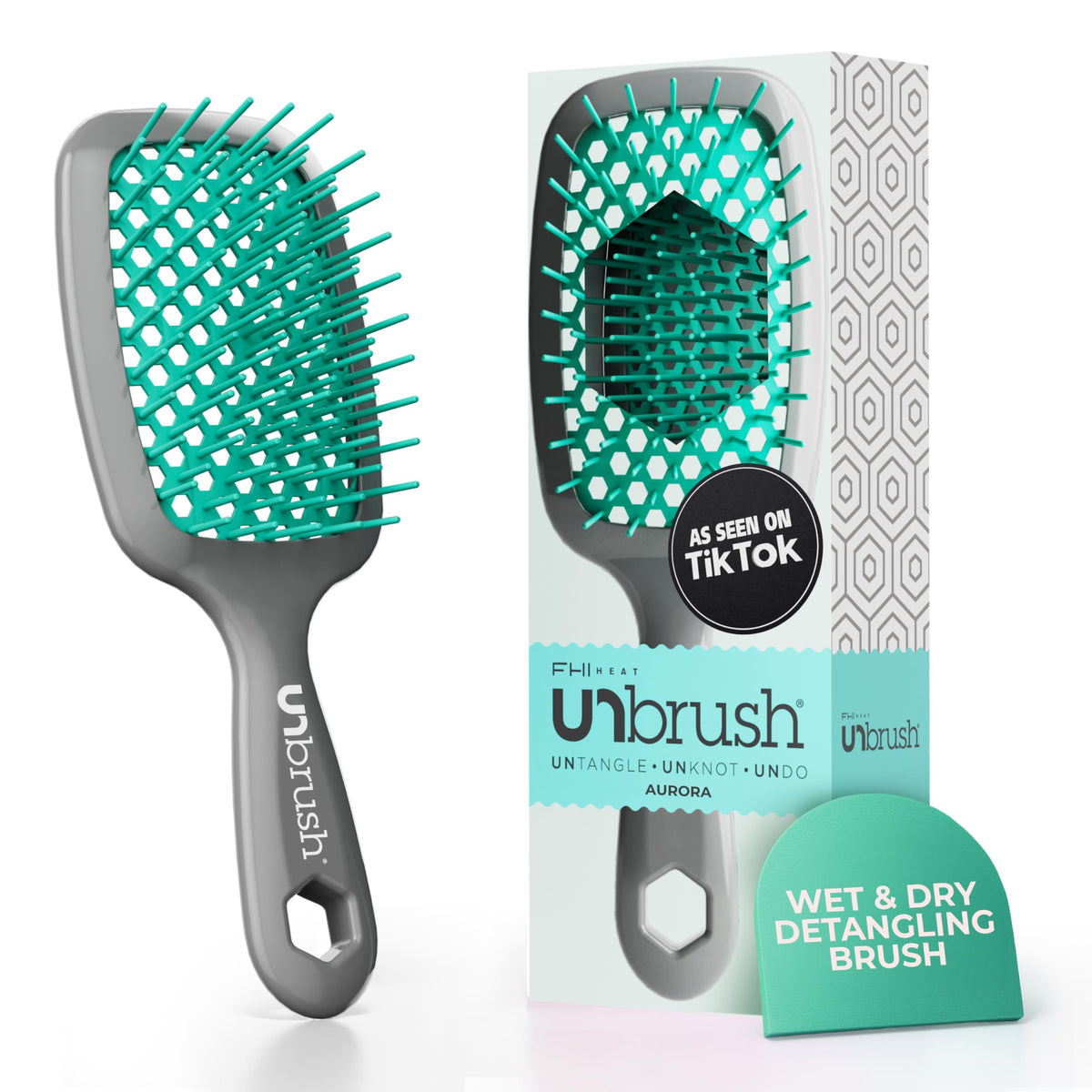 FHI Heat UNbrush with anti-static bristles for gentle detangling.