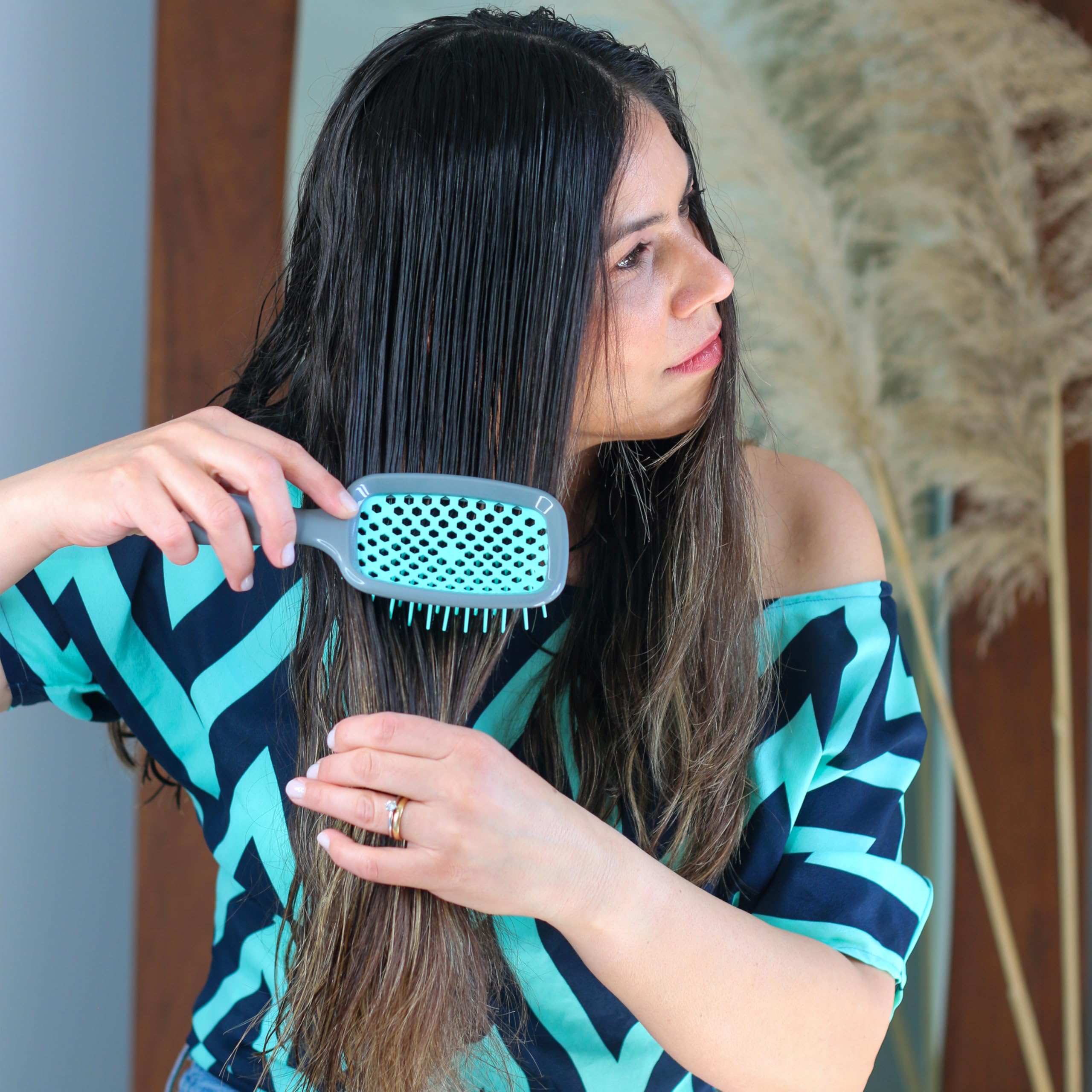 FHI Heat UNbrush on dry hair for quick detangling results.