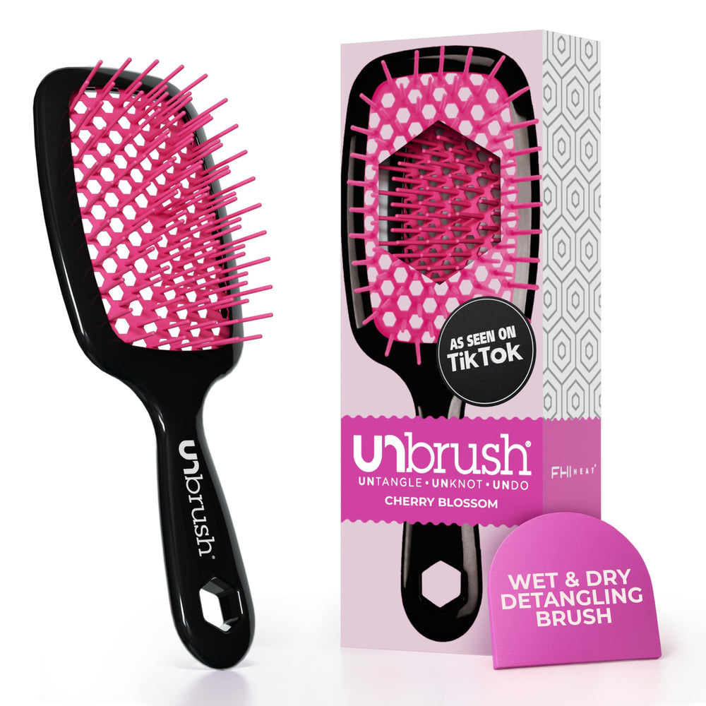 FHI Heat UNbrush detangling brush with soft anti-static bristles eases knots on wet or dry hair