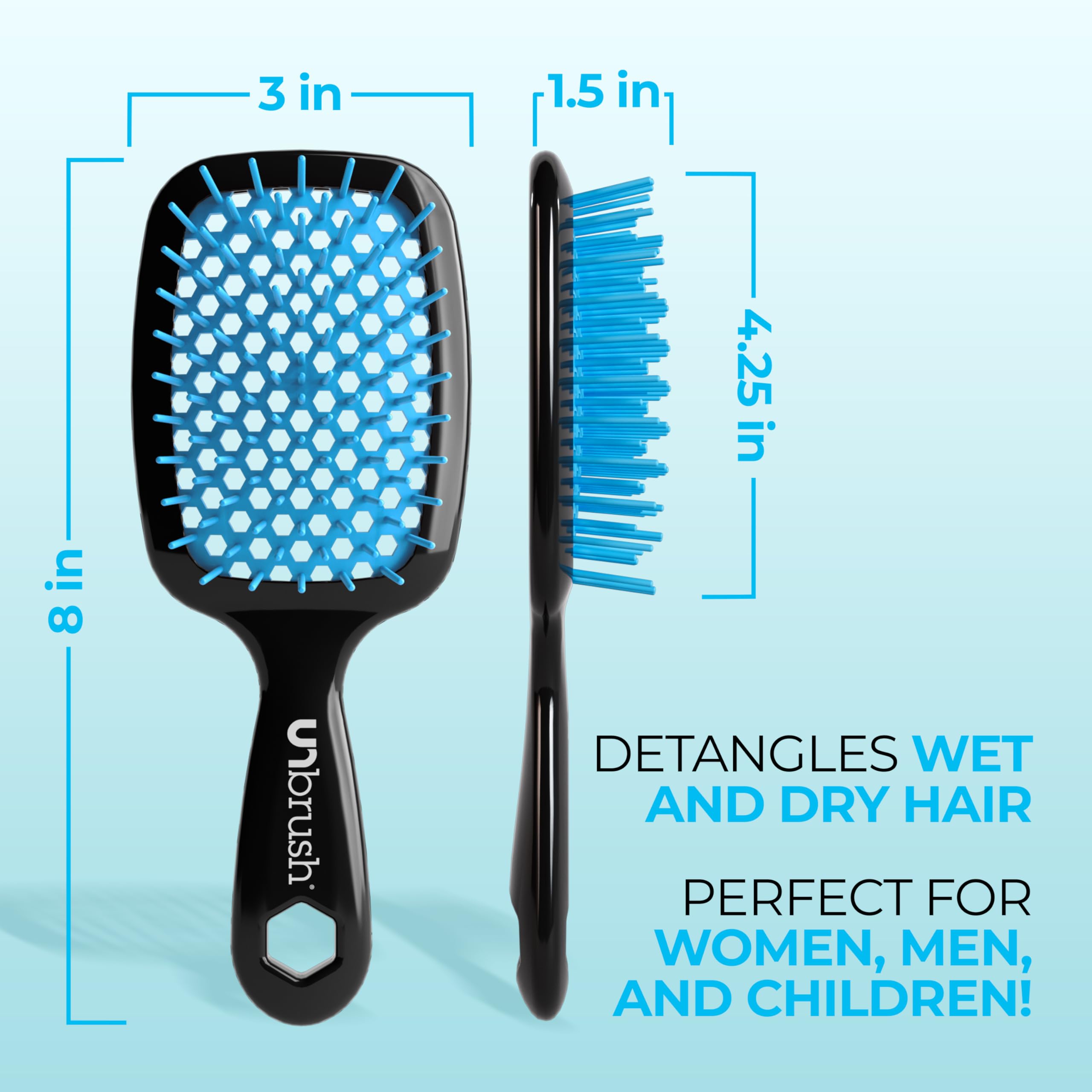 FHI Heat UNbrush detangles wet hair effectively for quick grooming.