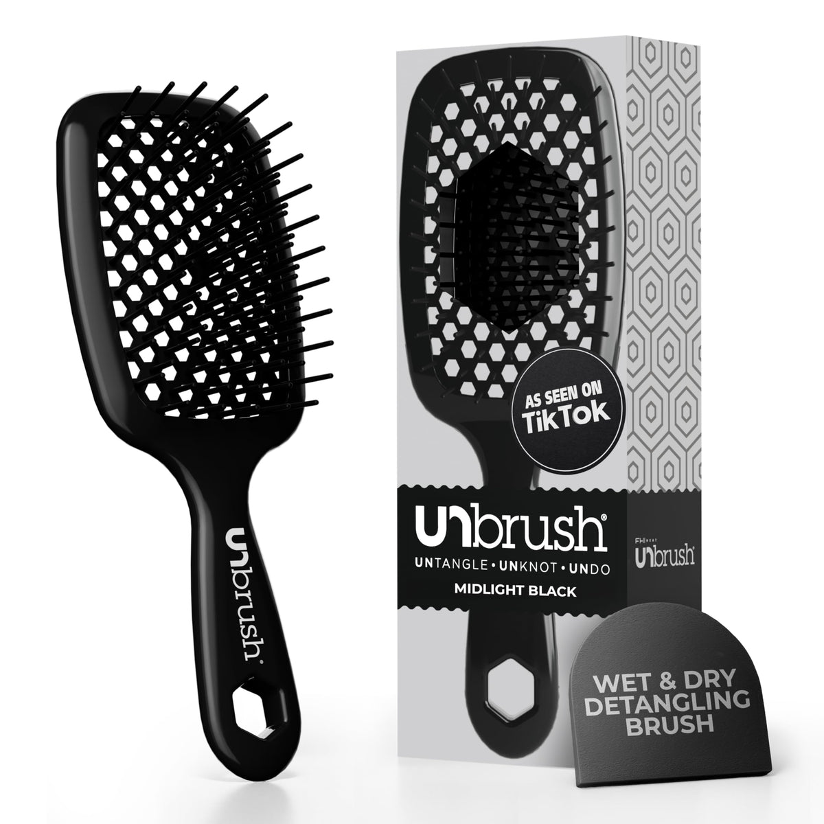 FHI Heat UNbrush close-up with DuoFlex bristles showing gentler detangling.