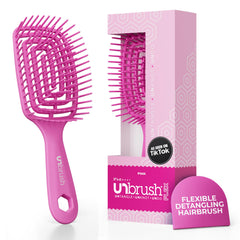 FHI Heat UNbrush Flex Detangler Brush pink for painless detangling on all hair types.