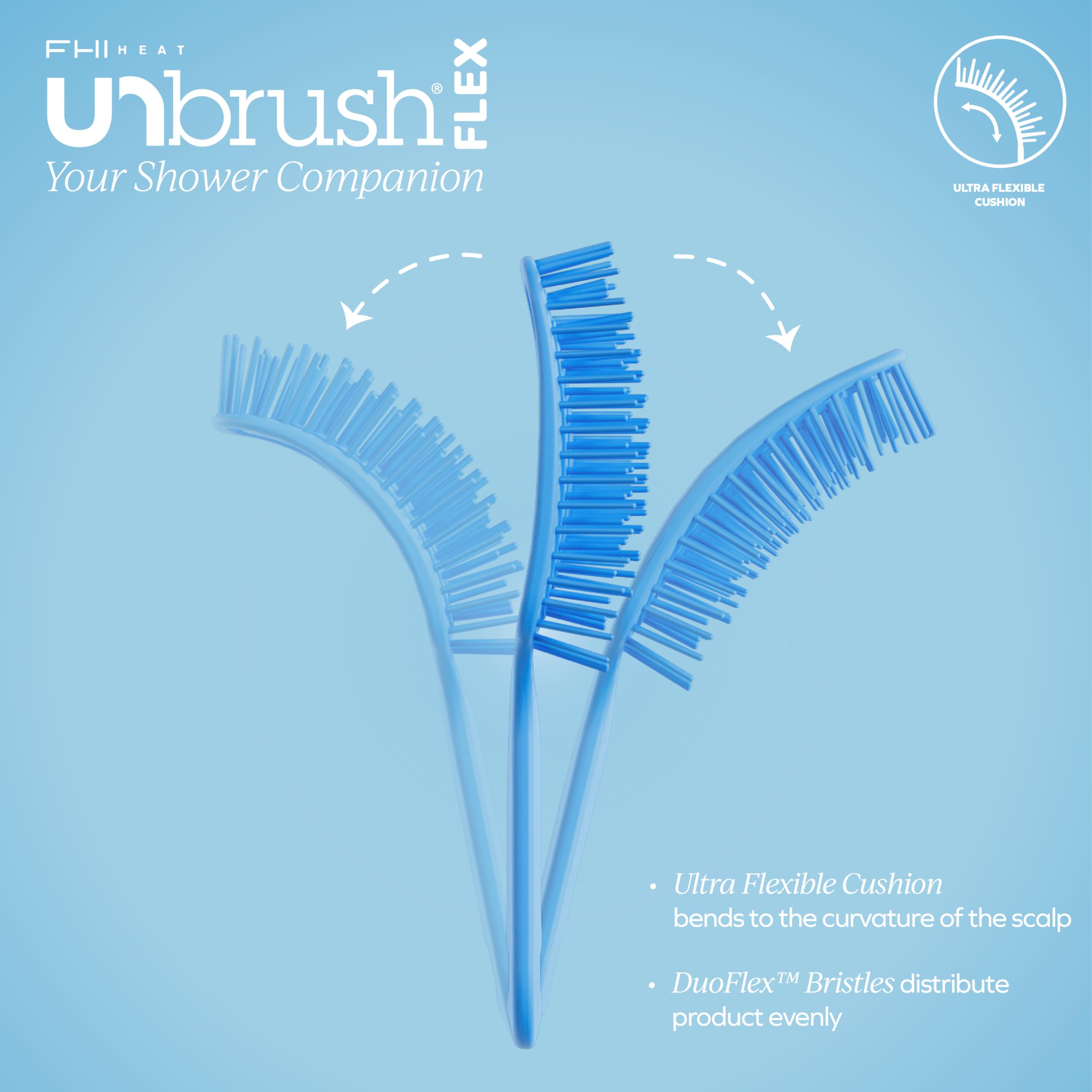 FHI Heat UNbrush Flex in shower distributing conditioner evenly through strands.