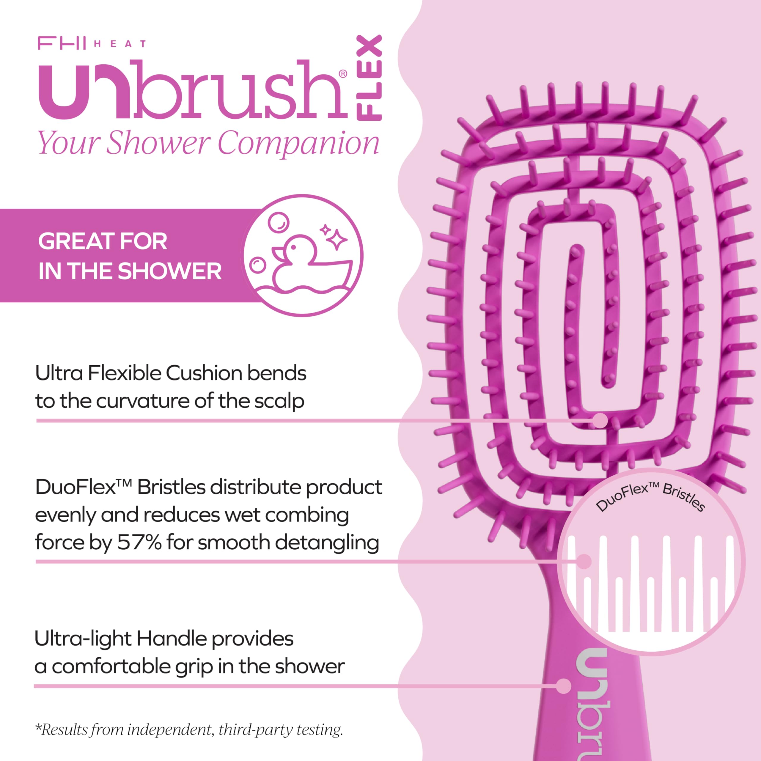 FHI Heat UNbrush Flex spiral bristles for tangle-free detangling.