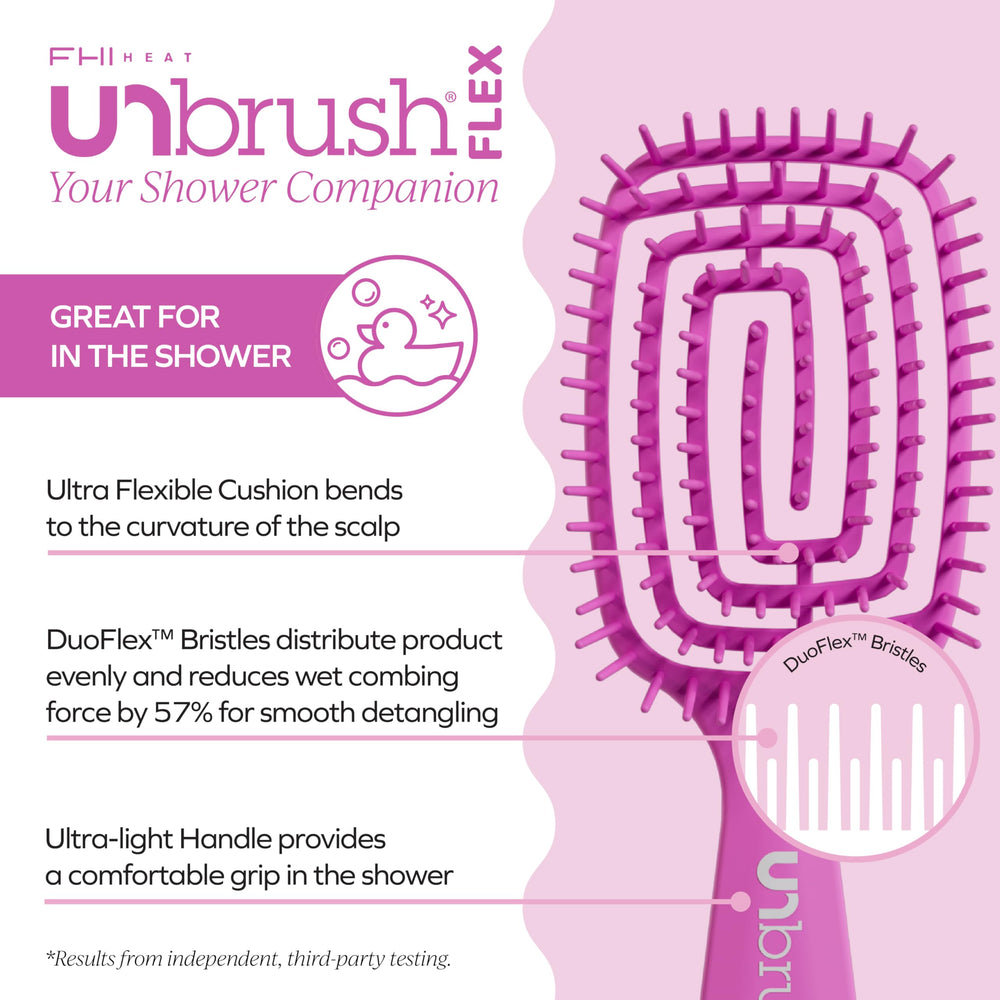 FHI Heat UNbrush Flex spiral bristles for tangle-free detangling.