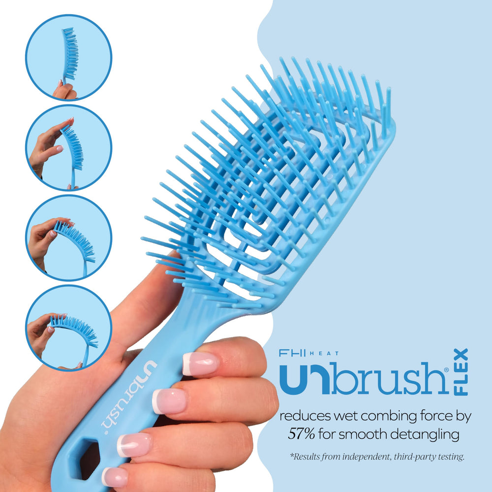 FHI Heat UNbrush Flex shown reducing pulling during wet detangling by design.