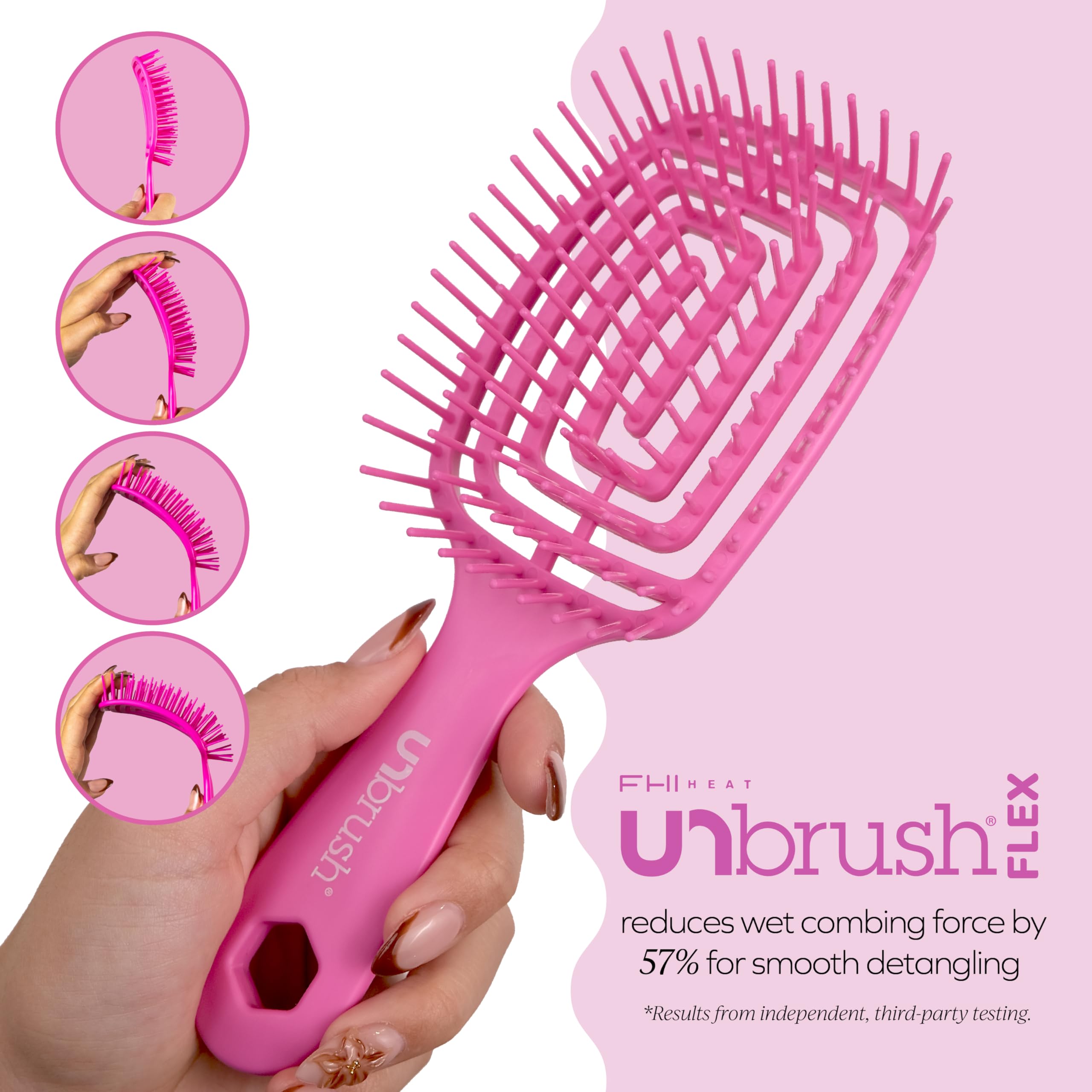 FHI Heat UNbrush Flex wet-hair friendly brush for in-shower detangling.