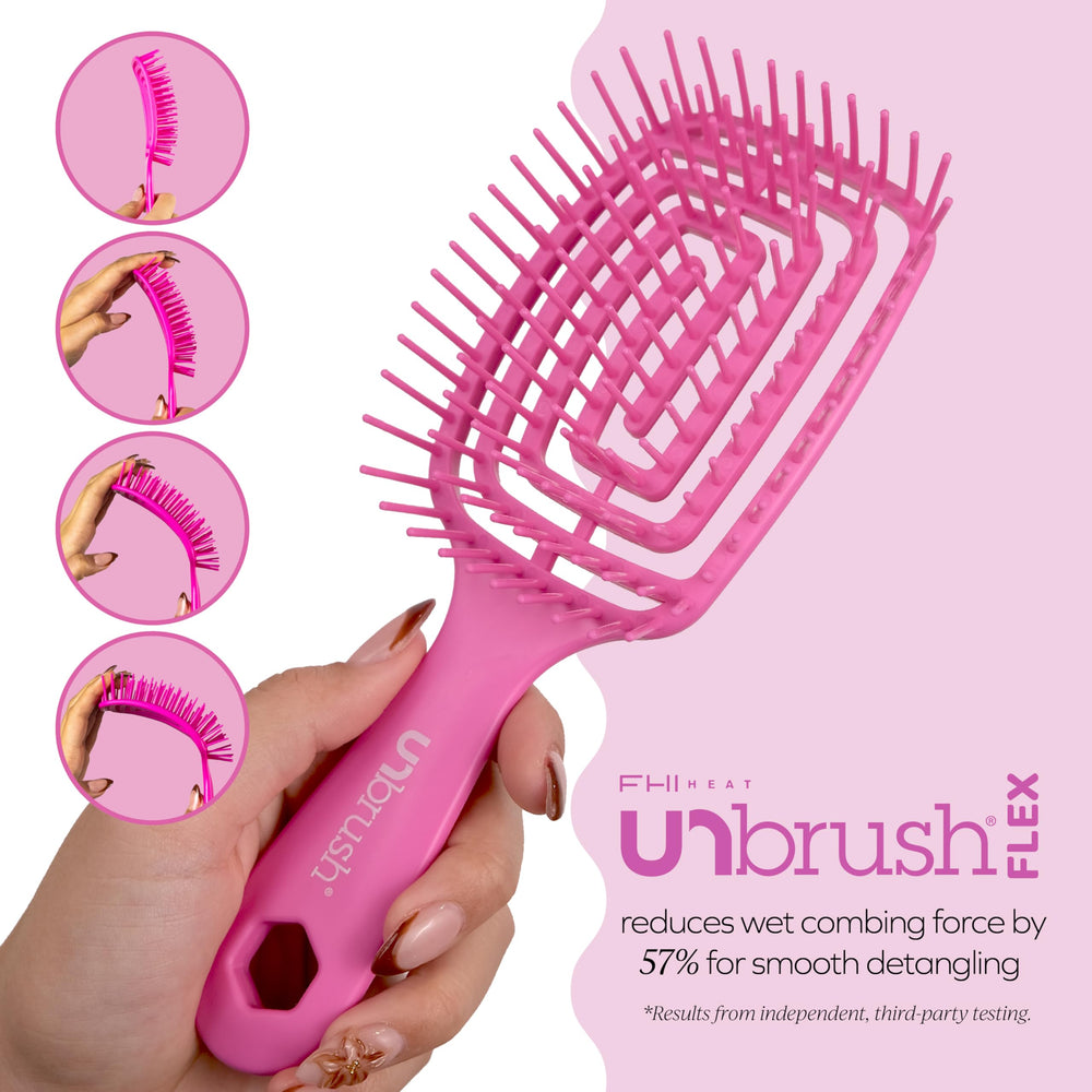 FHI Heat UNbrush Flex wet-hair friendly brush for in-shower detangling.