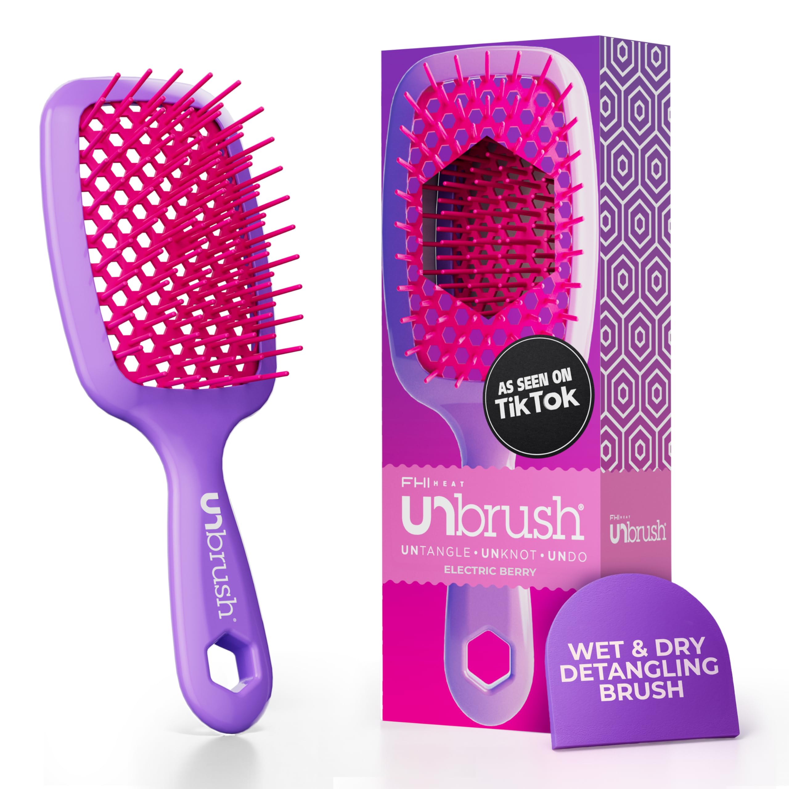 FHI Heat UNbrush front view showing a compact detangler for effortless styling.