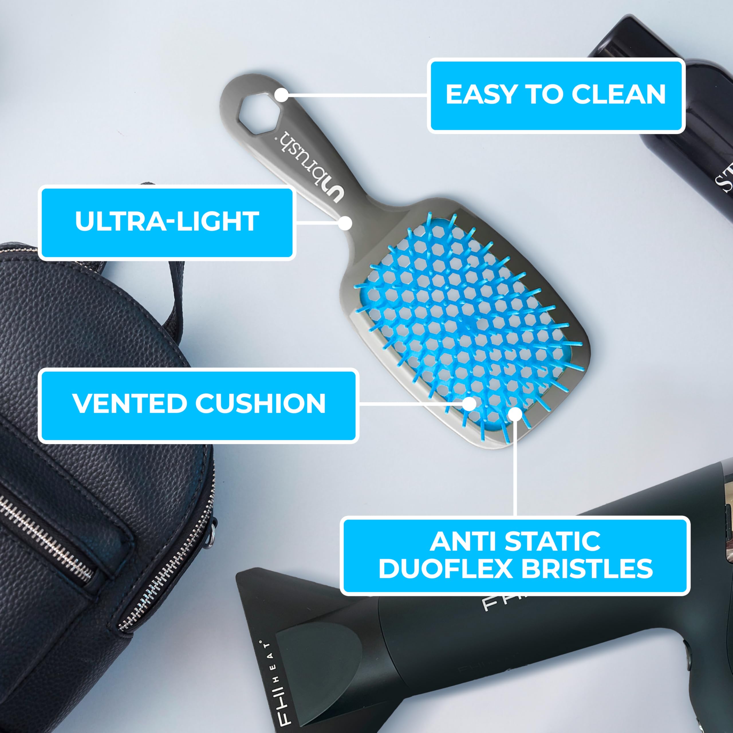 FHI Heat UNbrush mini bristles smooth and polish hair
