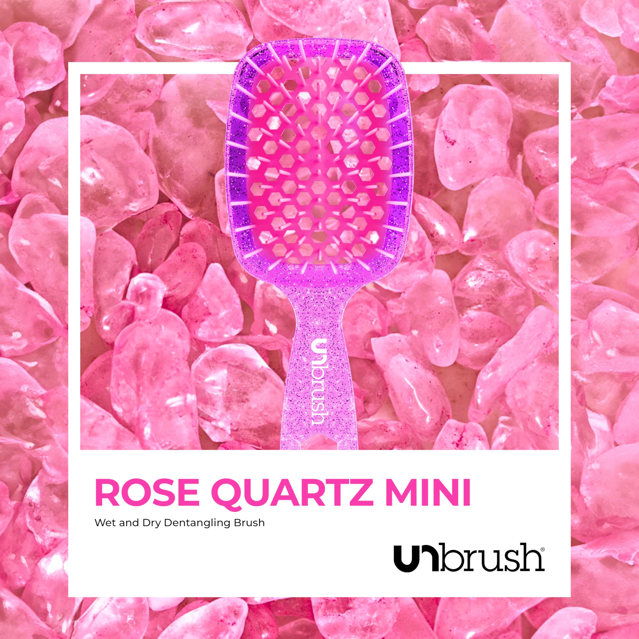 FHI Heat UNbrush Mini Detangler bristle layout shows 77 dual-length bristles.