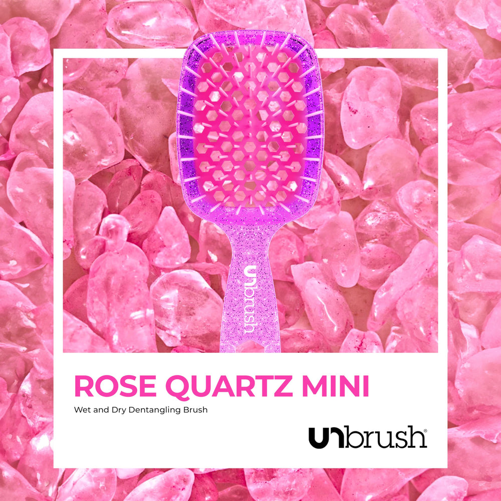 FHI Heat UNbrush Mini Detangler bristle layout shows 77 dual-length bristles.