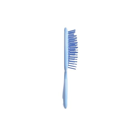 FHI Heat UNbrush Mini Detangler Brush bristles closeup; Duoflex bristles release tangles gently