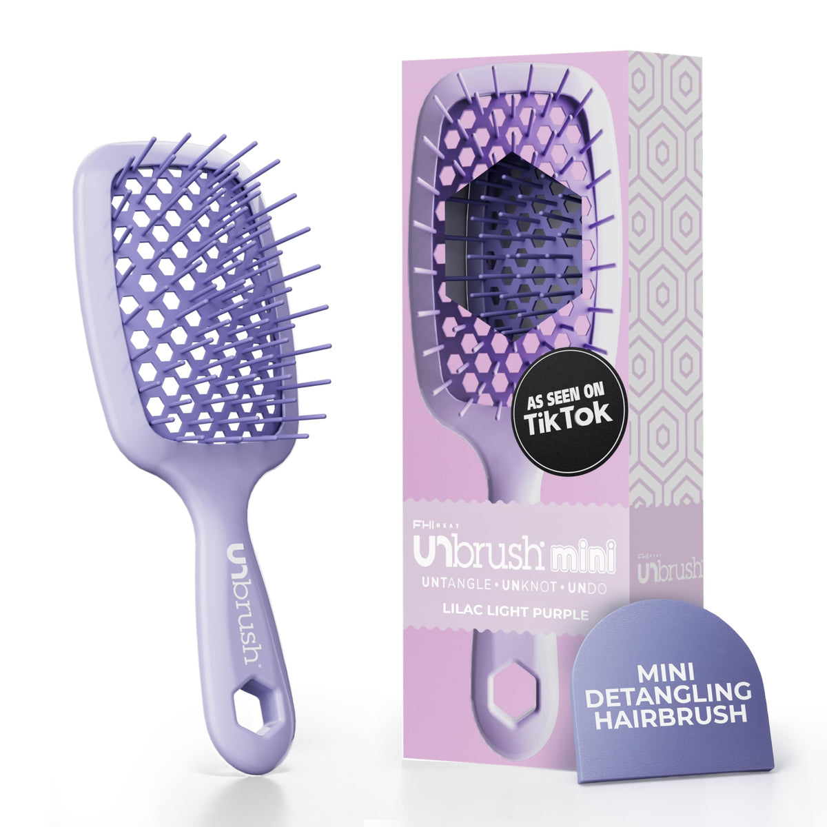 FHI Heat UNbrush Mini Detangler Brush for painless detangling on all hair types.