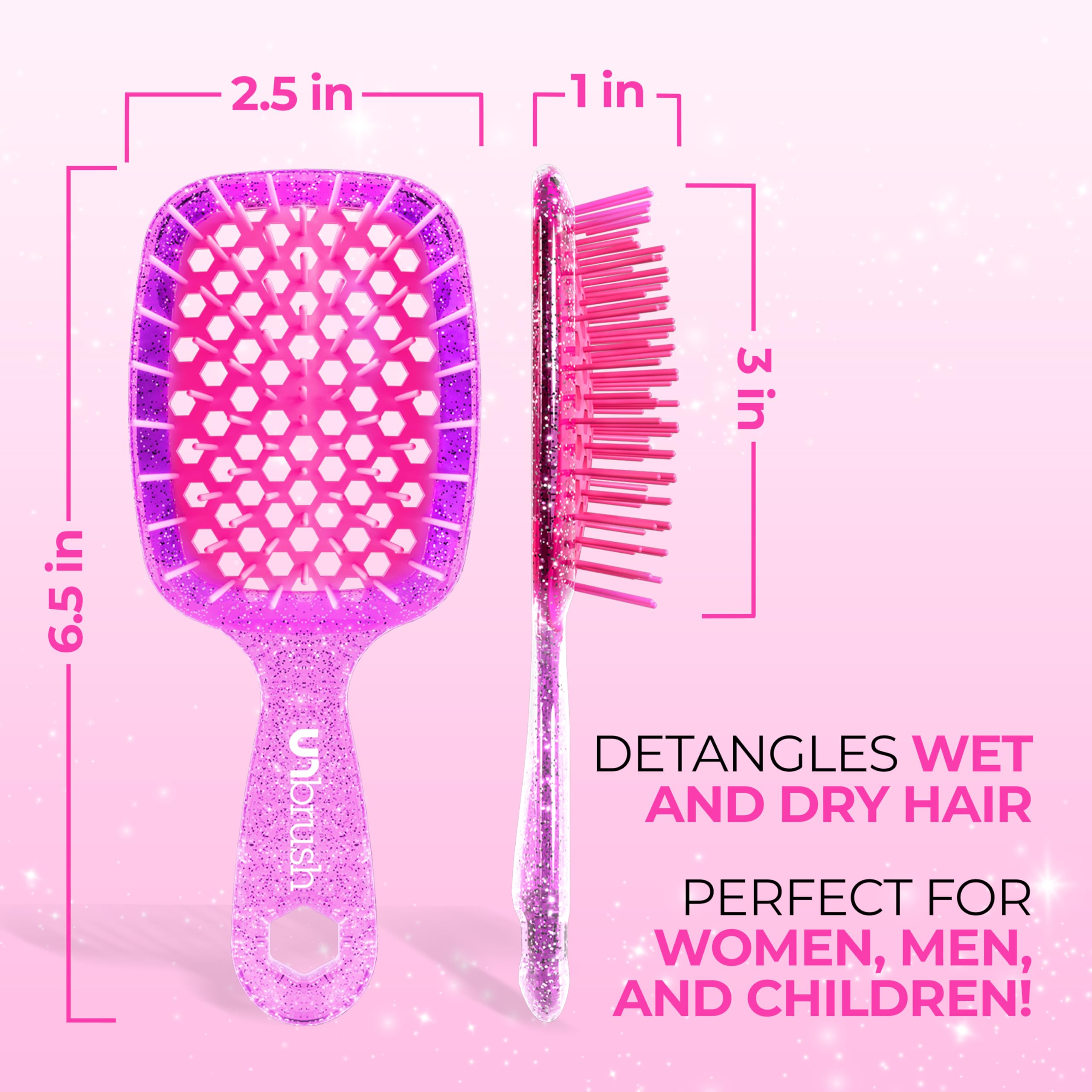 FHI Heat UNbrush Mini Detangler travel size fits easily in bags and purses.