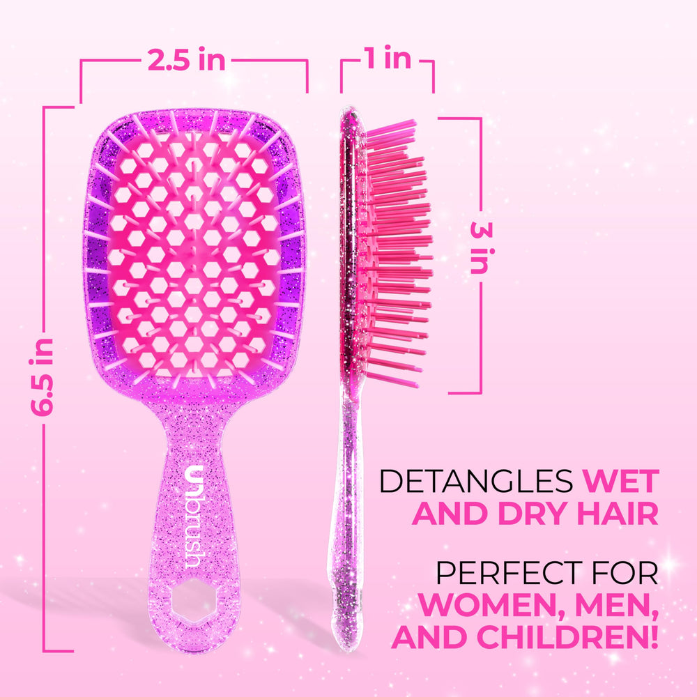 FHI Heat UNbrush Mini Detangler travel size fits easily in bags and purses.