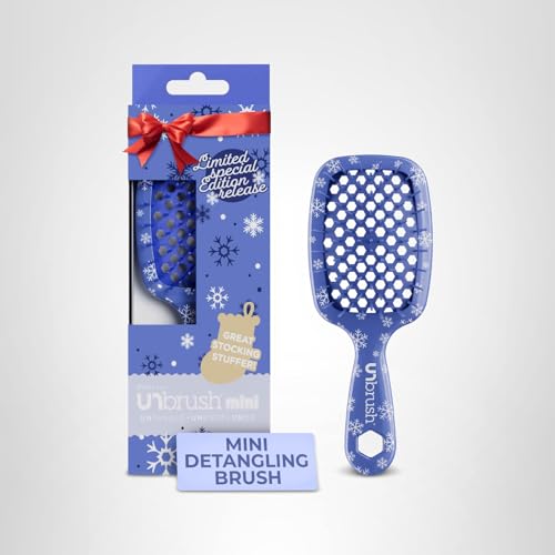 FHI Heat UNbrush Mini Holiday Brush fits bags and purses for quick detangling.