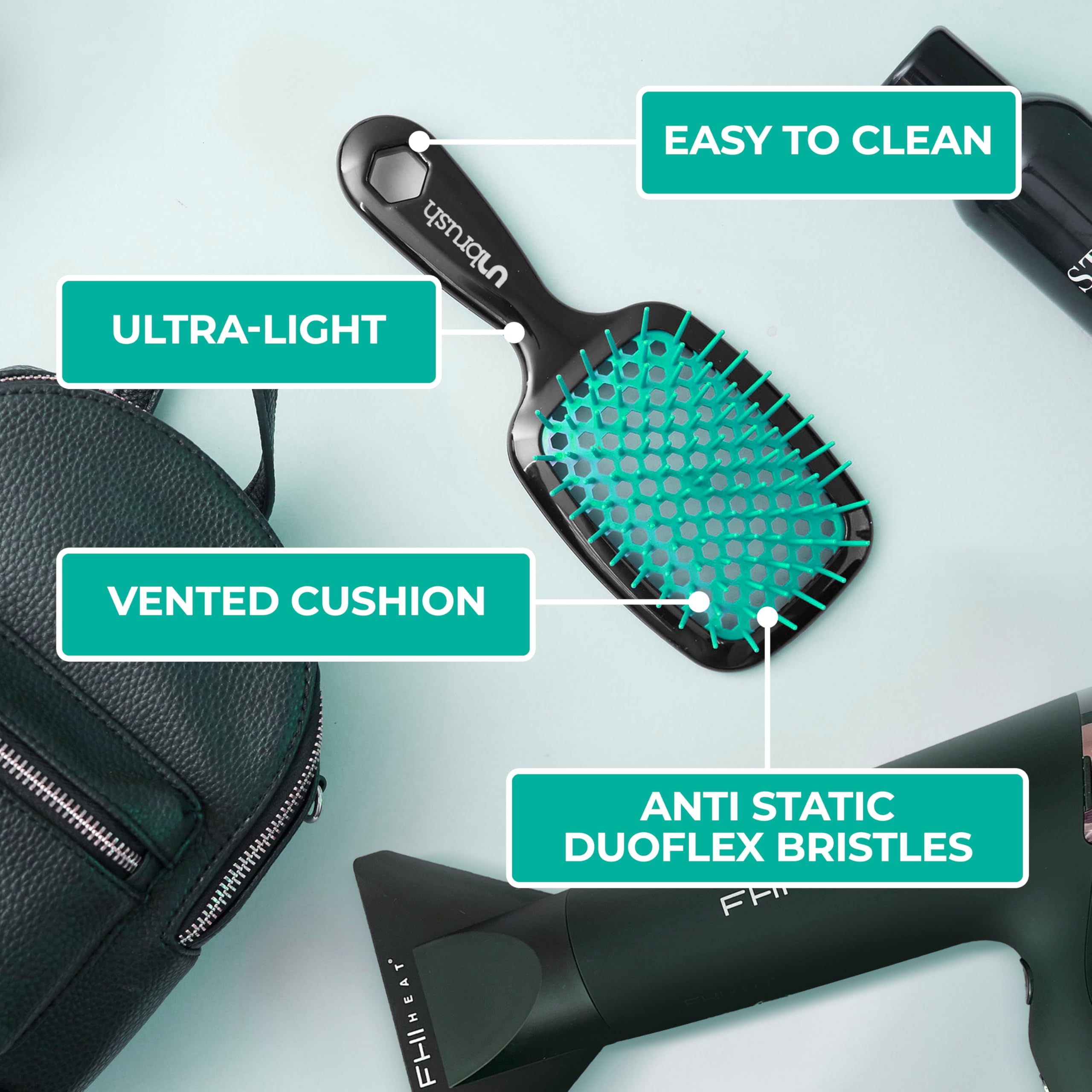 FHI Heat UNbrush on dry hair delivers smooth glide for quick styling.