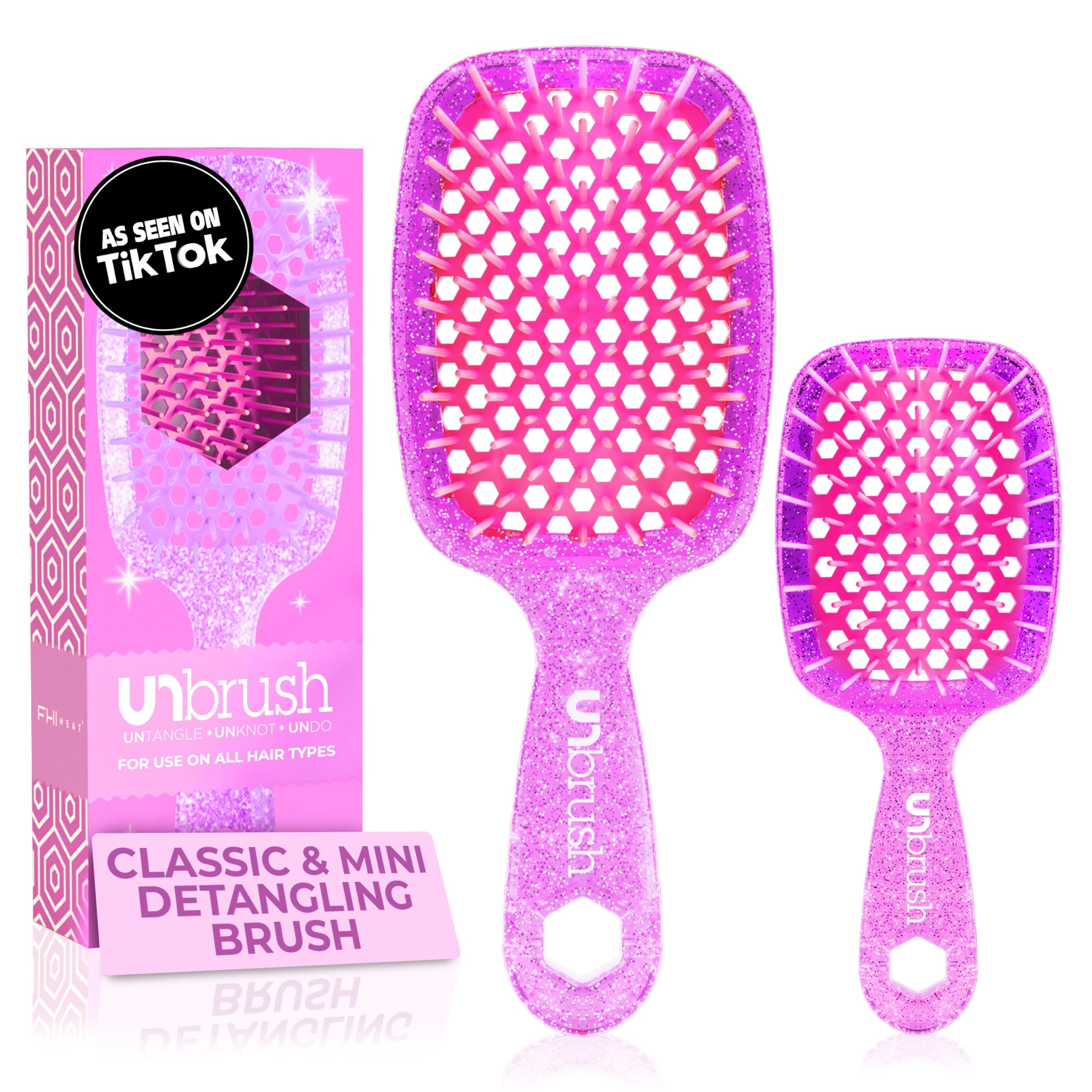 FHI Heat UNbrush Original detangling brush with DuoFlex bristles for gentle detangling.