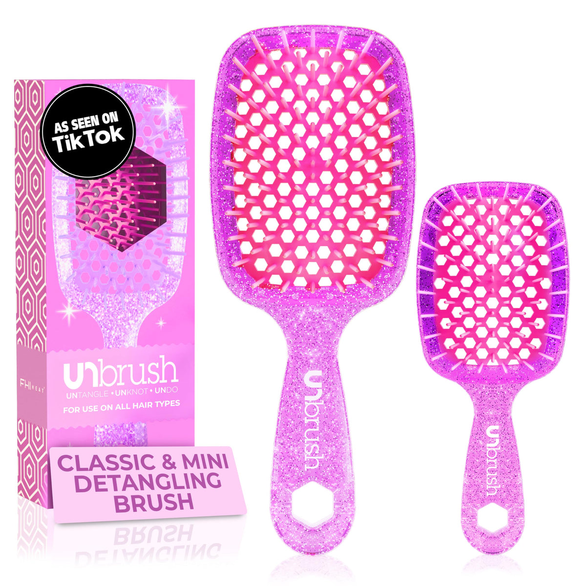 FHI Heat UNbrush Original detangling brush with DuoFlex bristles for gentle detangling.