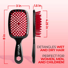 FHI Heat UNbrush red detangling wet hair with ease in action