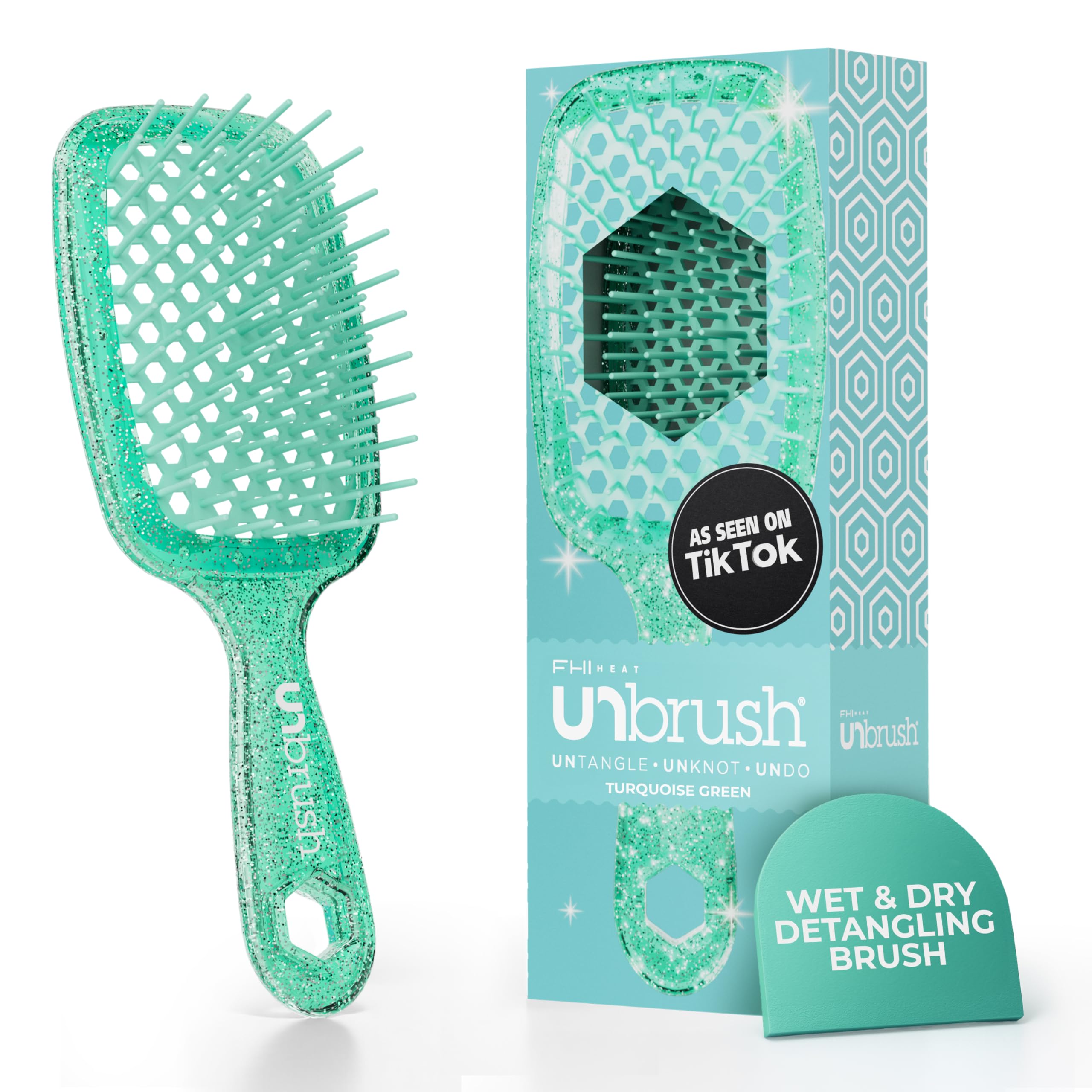 FHI Heat UNbrush vented cushion enables quick, pain-free detangling on wet or dry hair.