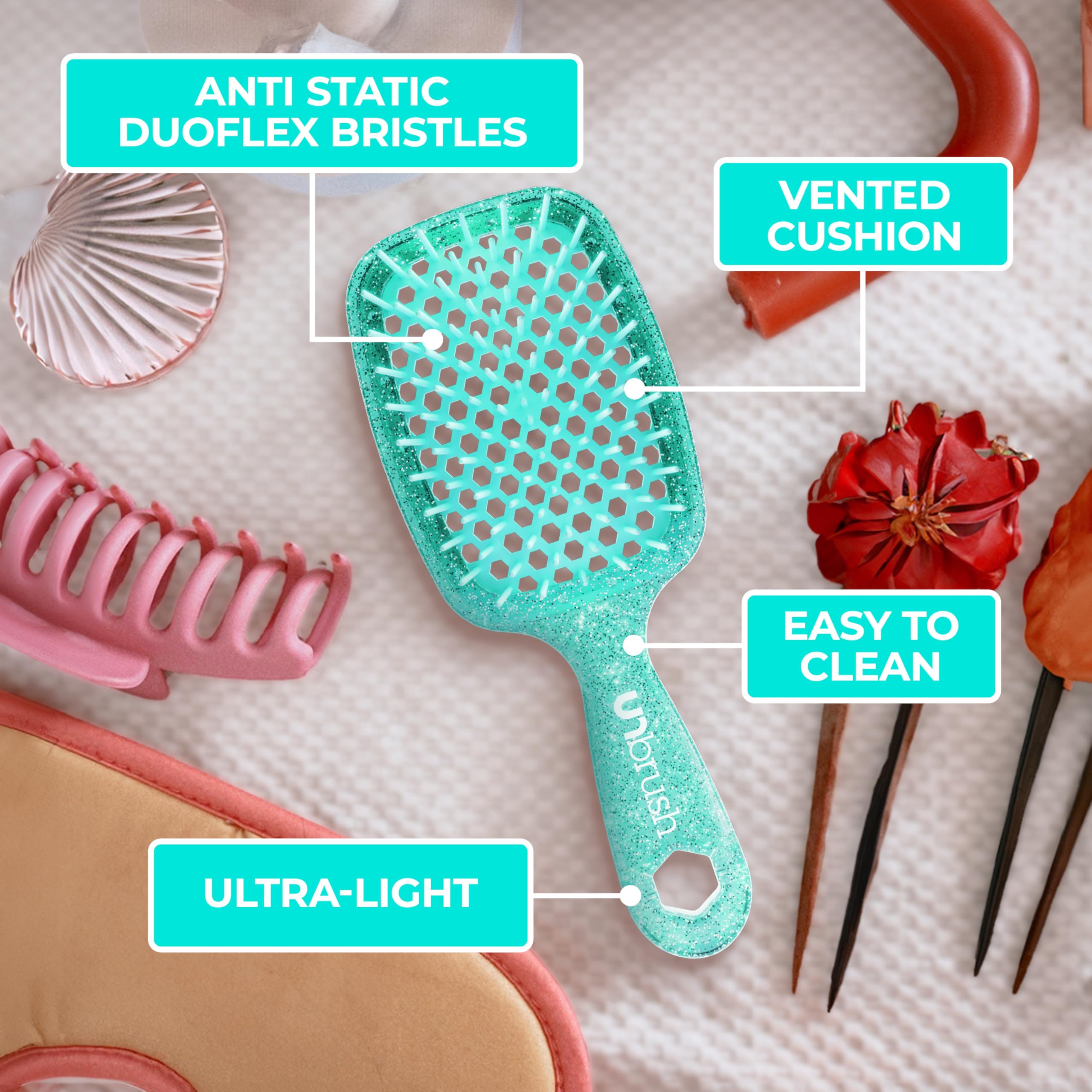 FHI Heat UNbrush suitable for wet and dry hair use during routines.