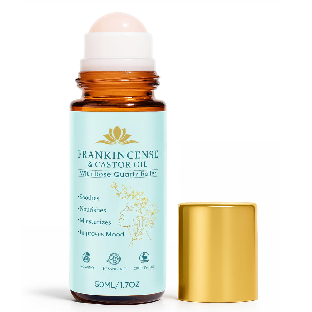 Fibosara roll-on bottle with rose quartz for on the go hydration