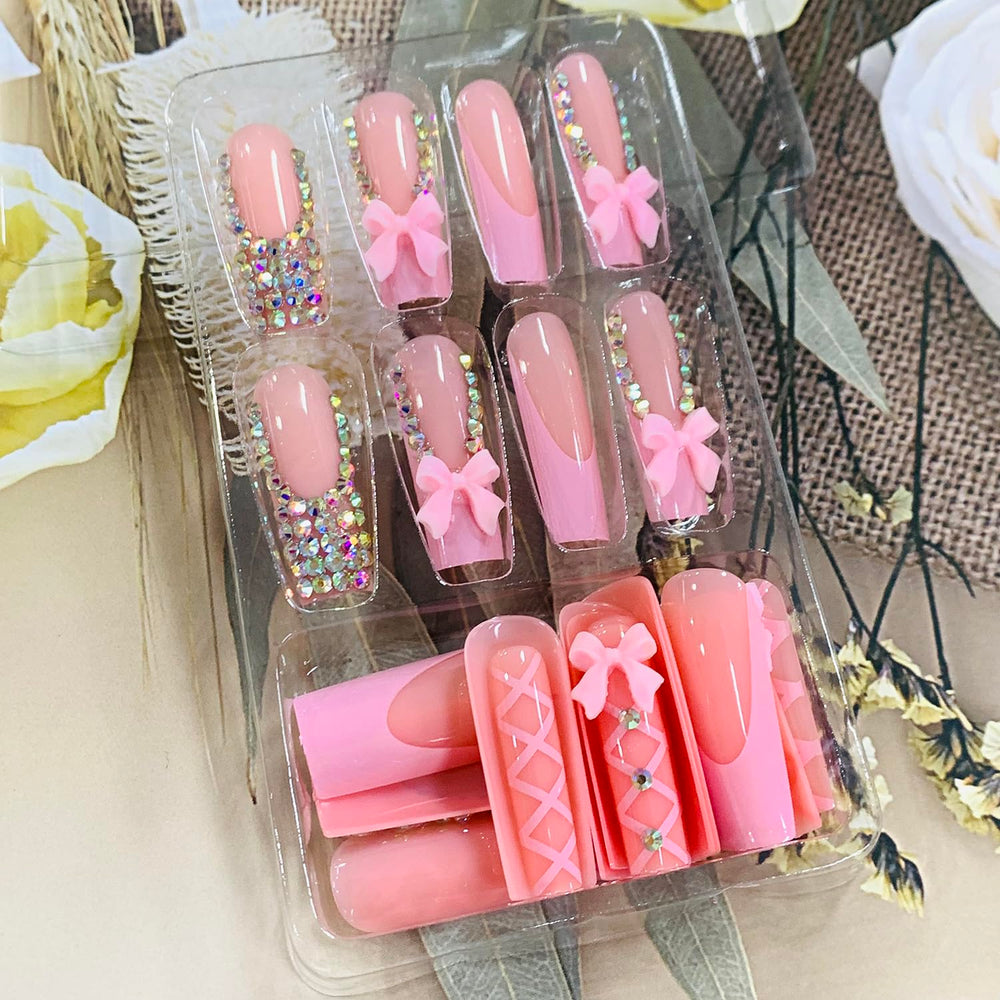 FIEONCIY extra long square nails ideal for DIY manicures and nail art.