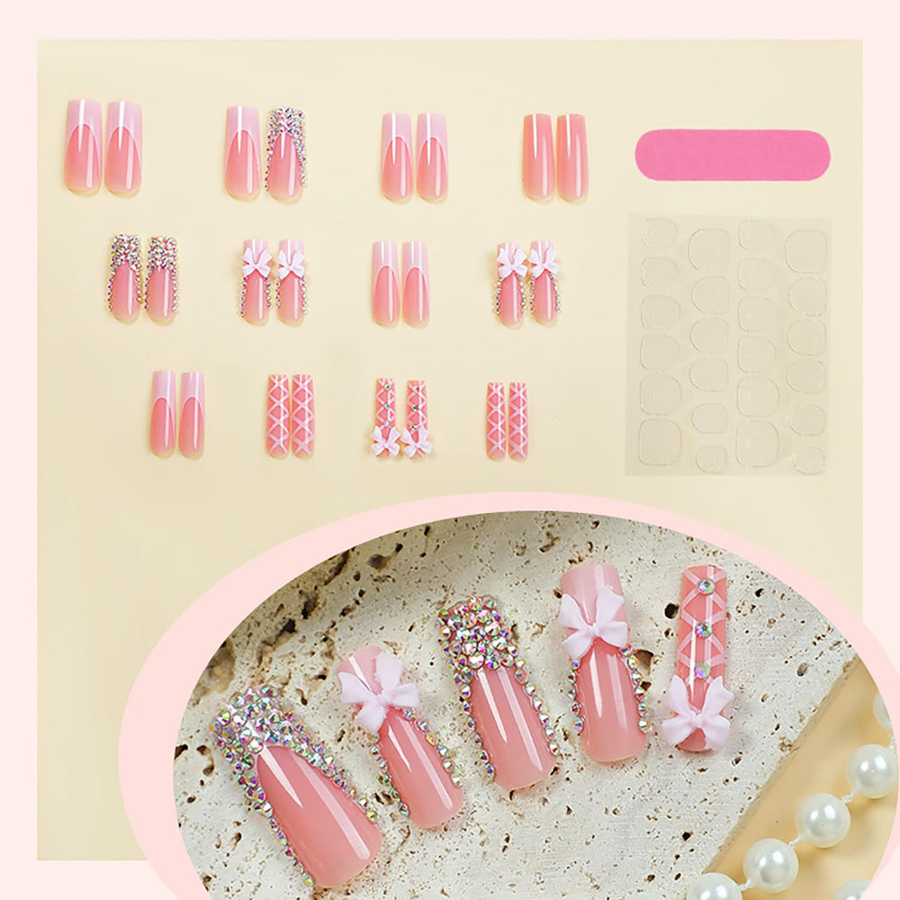 FIEONCIY nail designs with rhinestones and charms for stylish looks.