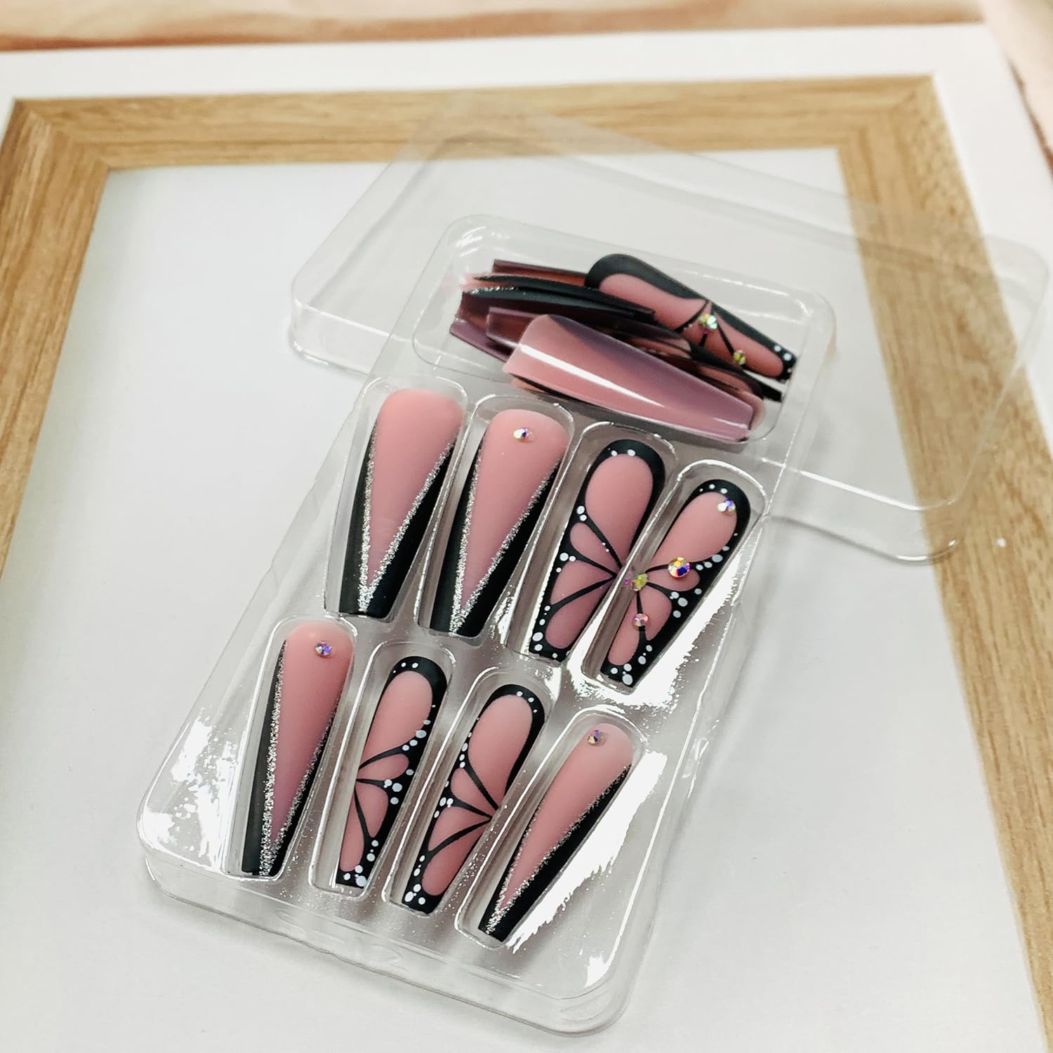 Uñas FIEONCIY con adhesivo auto para aplicación rápida