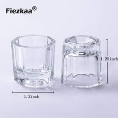 Fiezkaa cuenco de vidrio para acetona y monómero, uso práctico en uñas acrílicas.