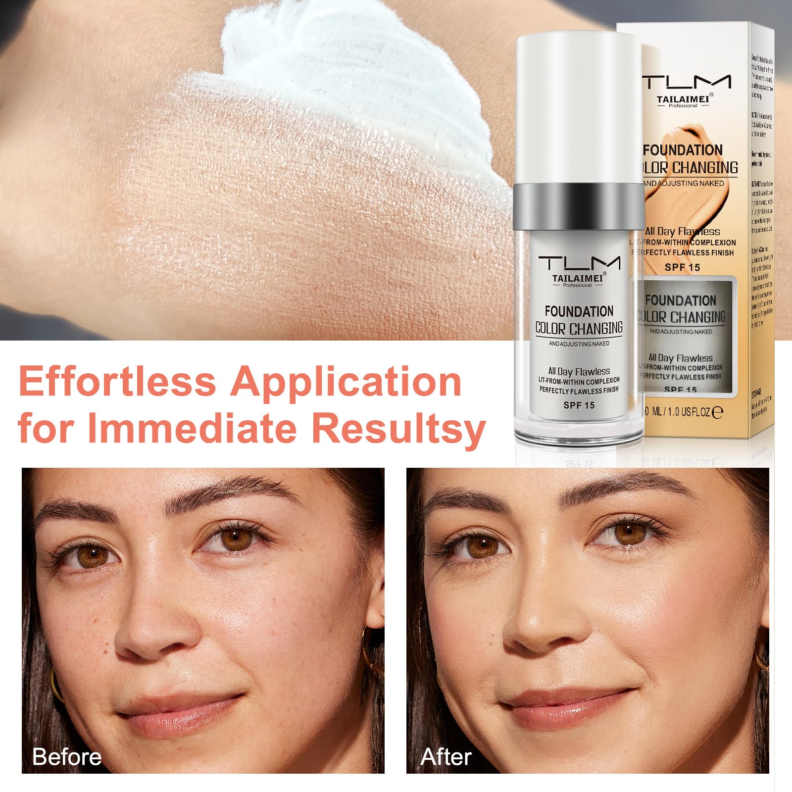 Find Back blending sponge coverage illustrating easy blending for seamless results.