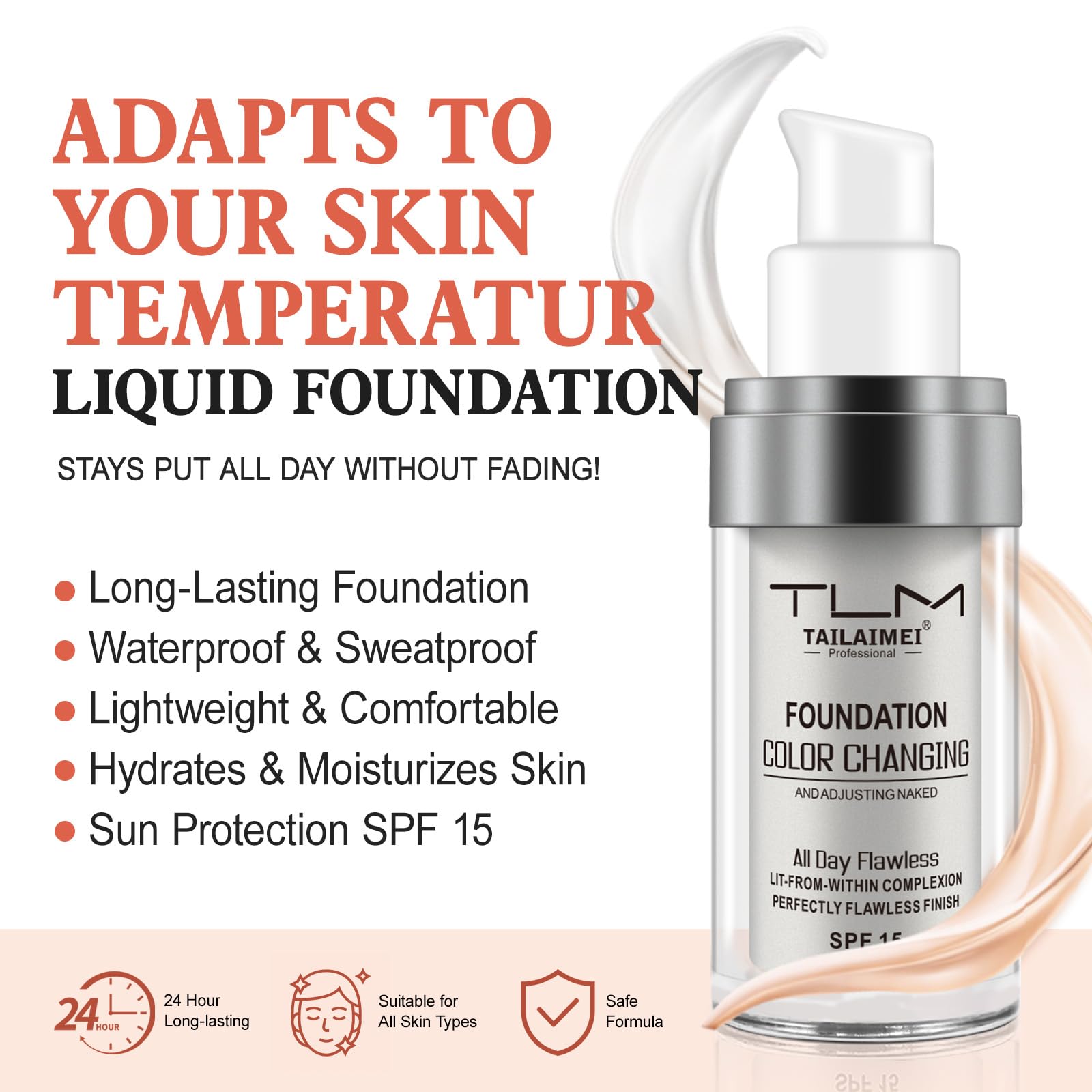 Find Back color-changing foundation pump delivering adaptable coverage with a lightweight feel.